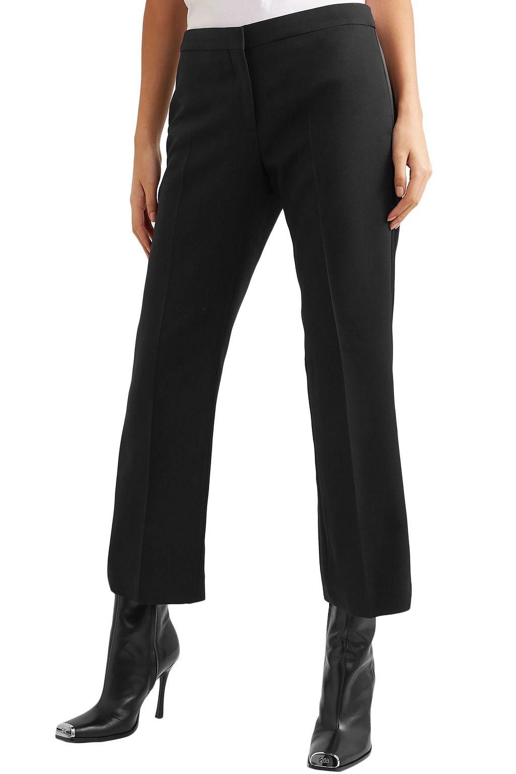 ALEXANDER MCQUEEN Cropped satin-trimmed wool-blend straight-leg pants