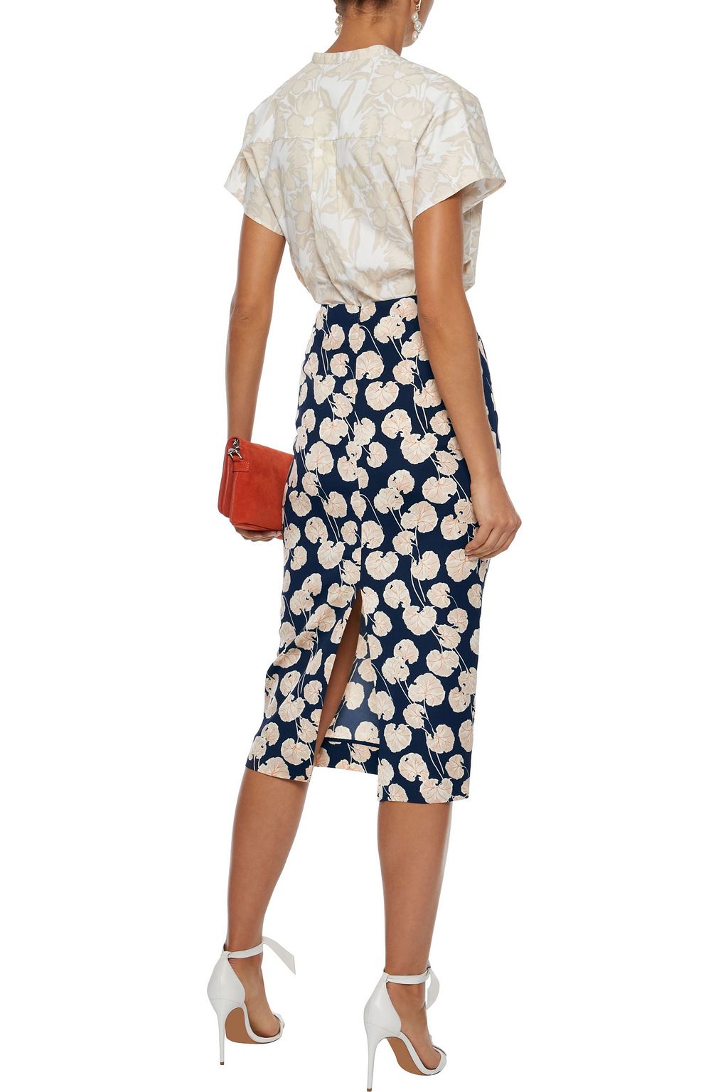 DIANE VON FURSTENBERG Printed stretch-jersey midi pencil skirt