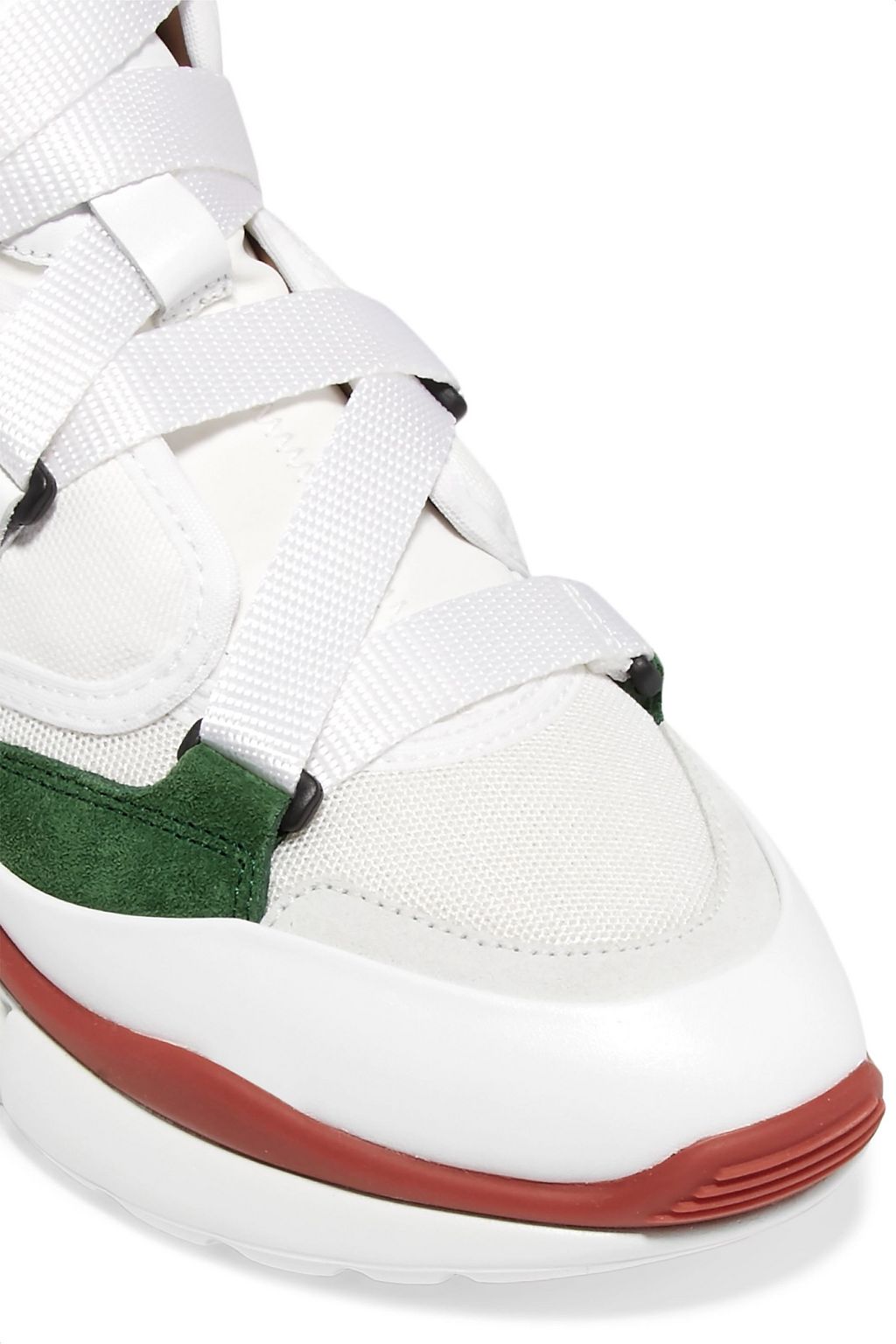 CHLOÉ Sonnie leather, suede and mesh high-top sneakers