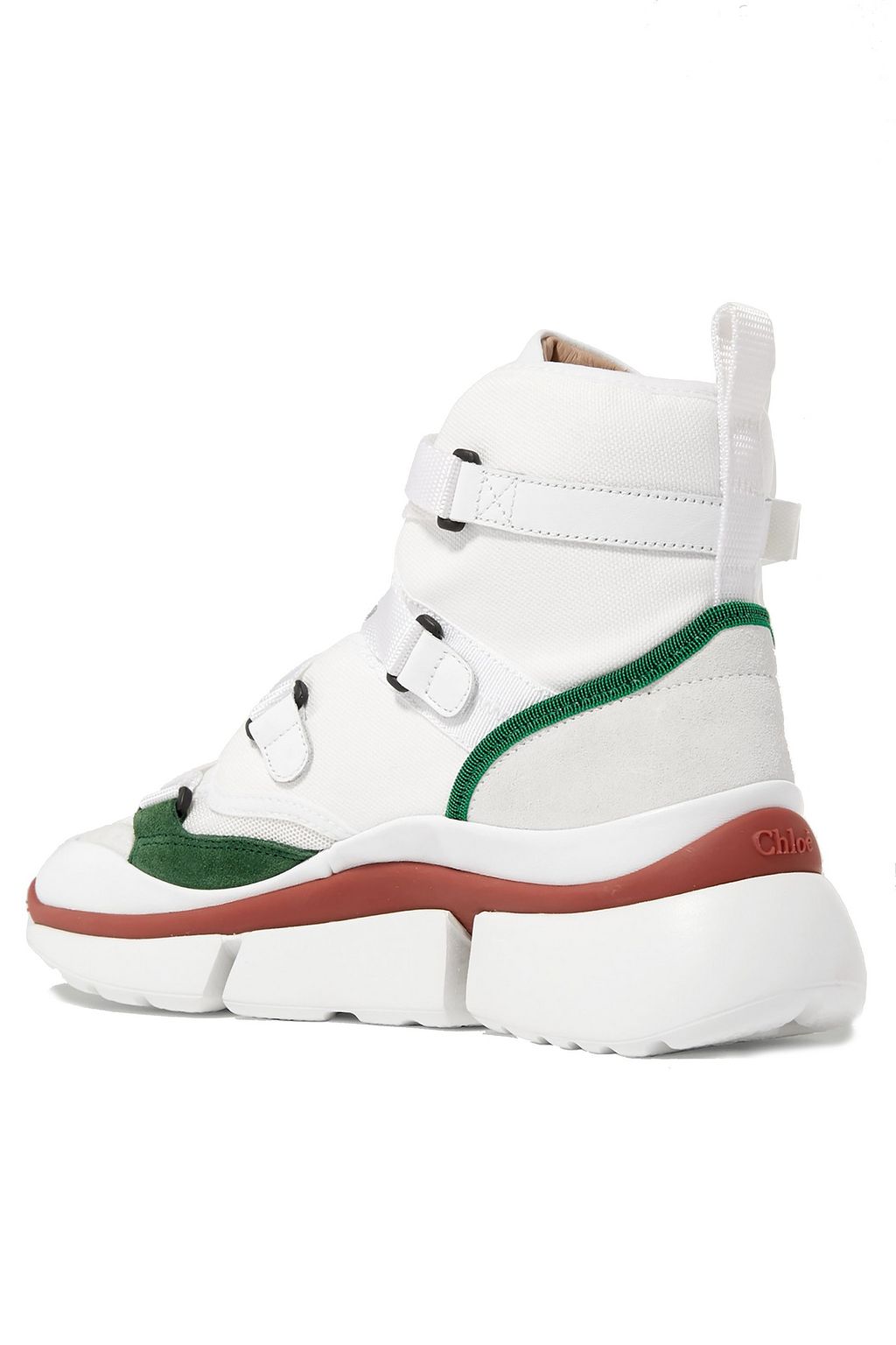 CHLOÉ Sonnie leather, suede and mesh high-top sneakers