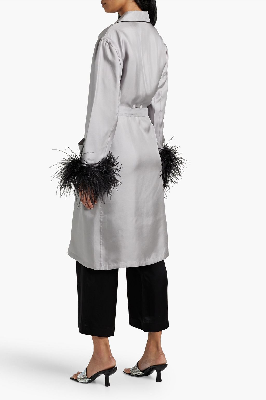 PRADA Feather-embellished silk-twill jacket