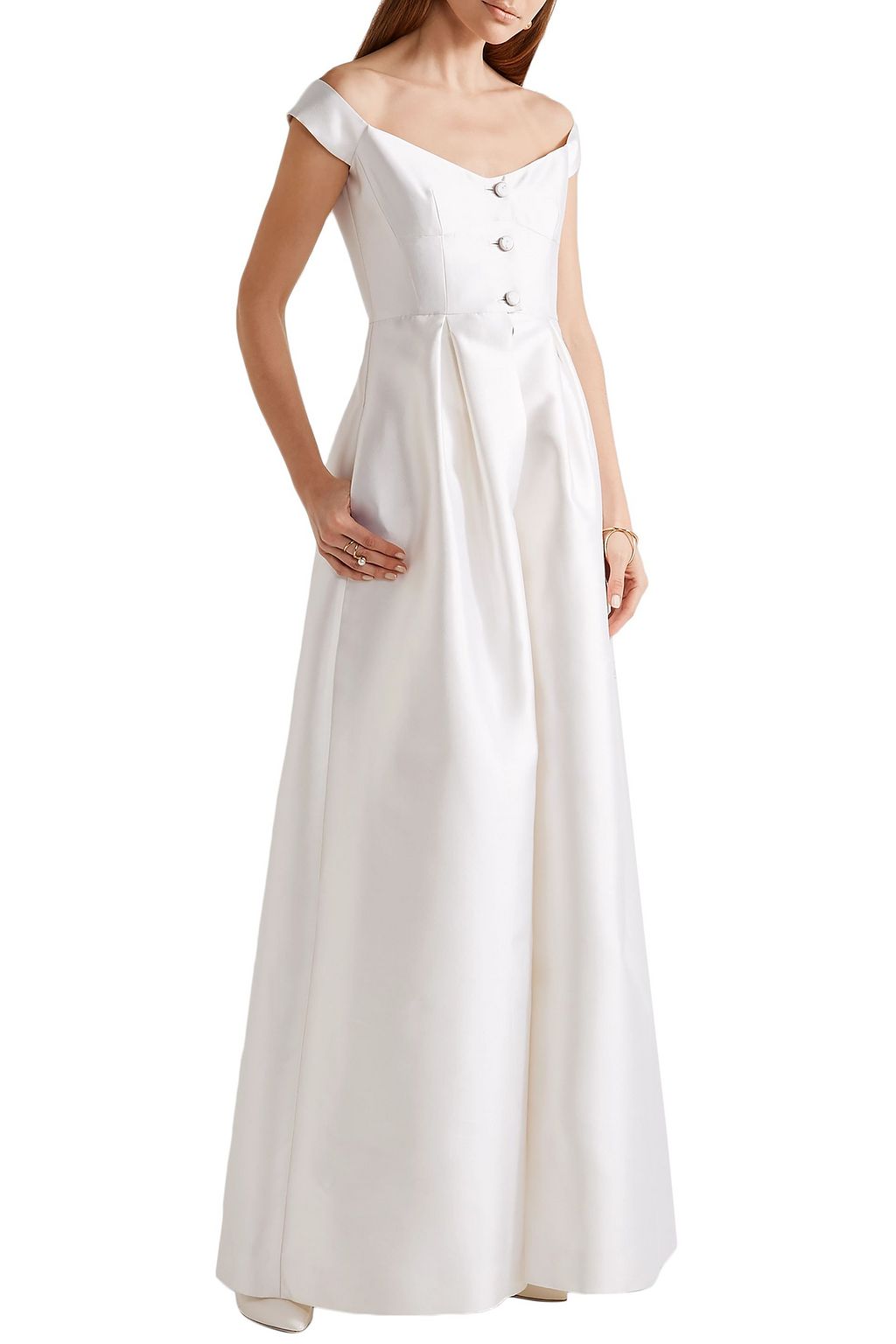 GABRIELA HEARST Tituba off-the-shoulder silk and wool-blend gown