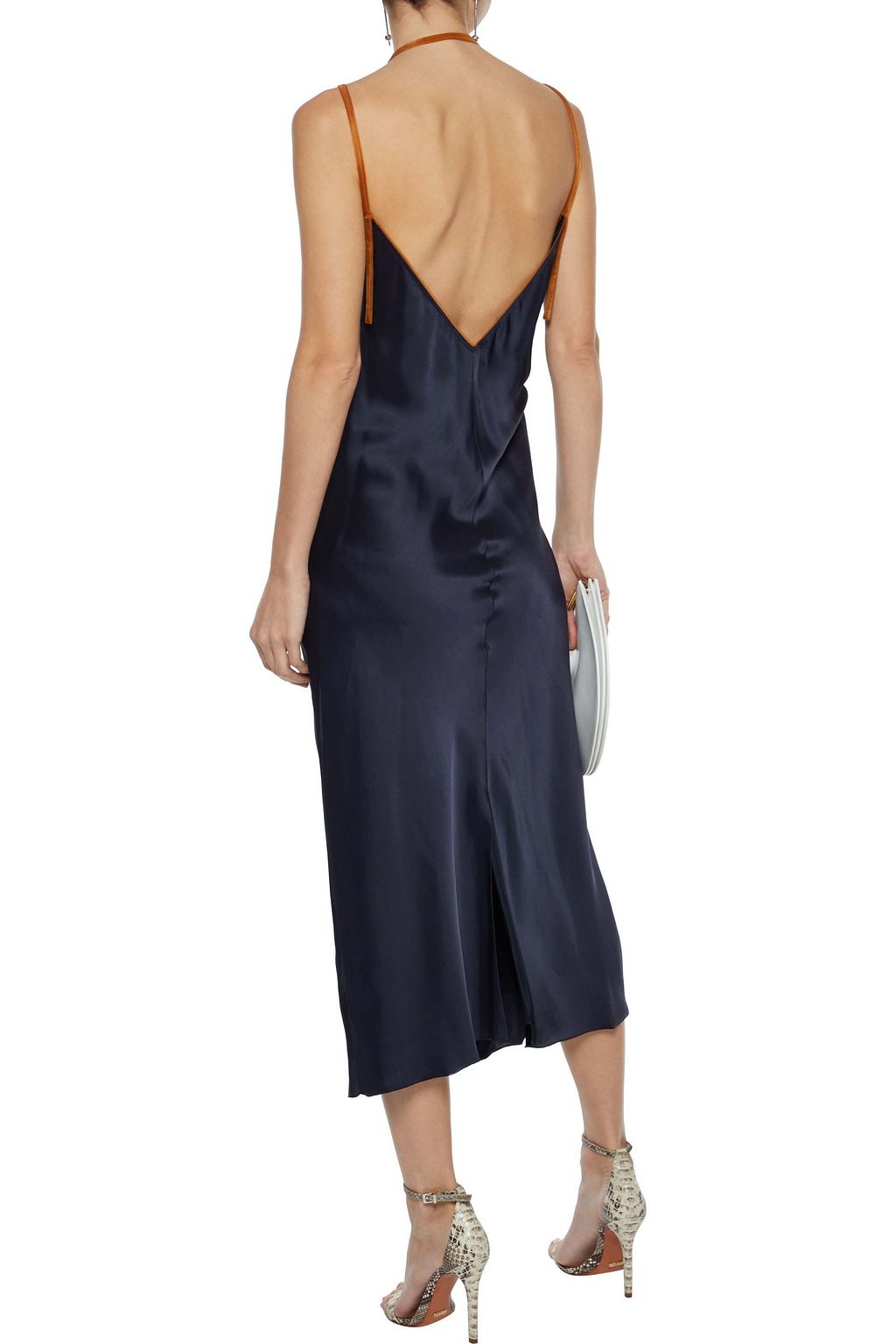 HELMUT LANG Rubberband open-back satin midi slip dress