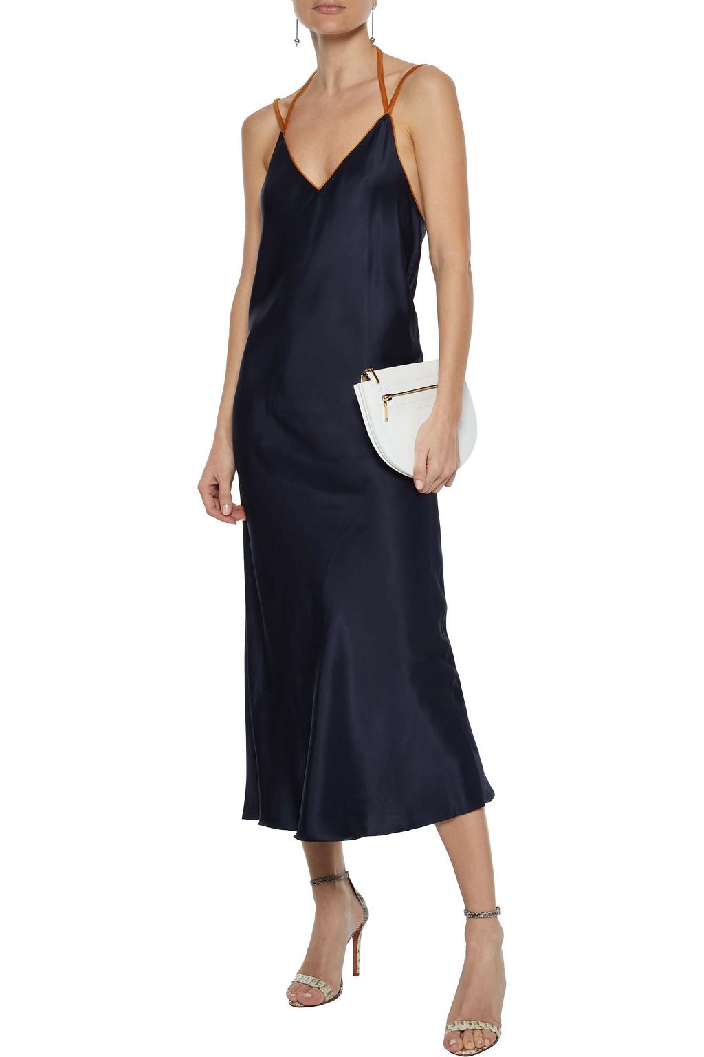 HELMUT LANG Rubberband open-back satin midi slip dress