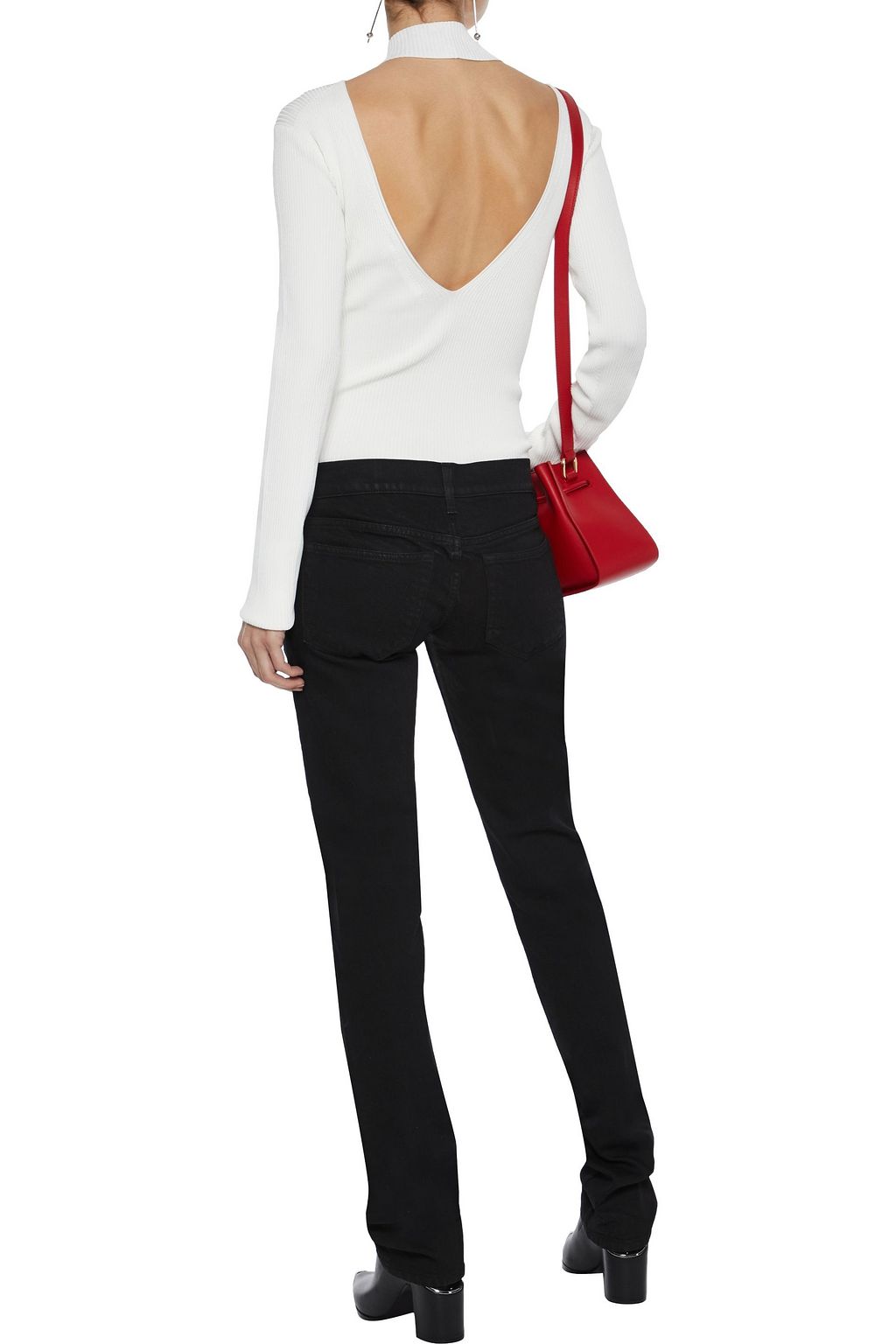 HELMUT LANG Open-back ribbed-knit sweater