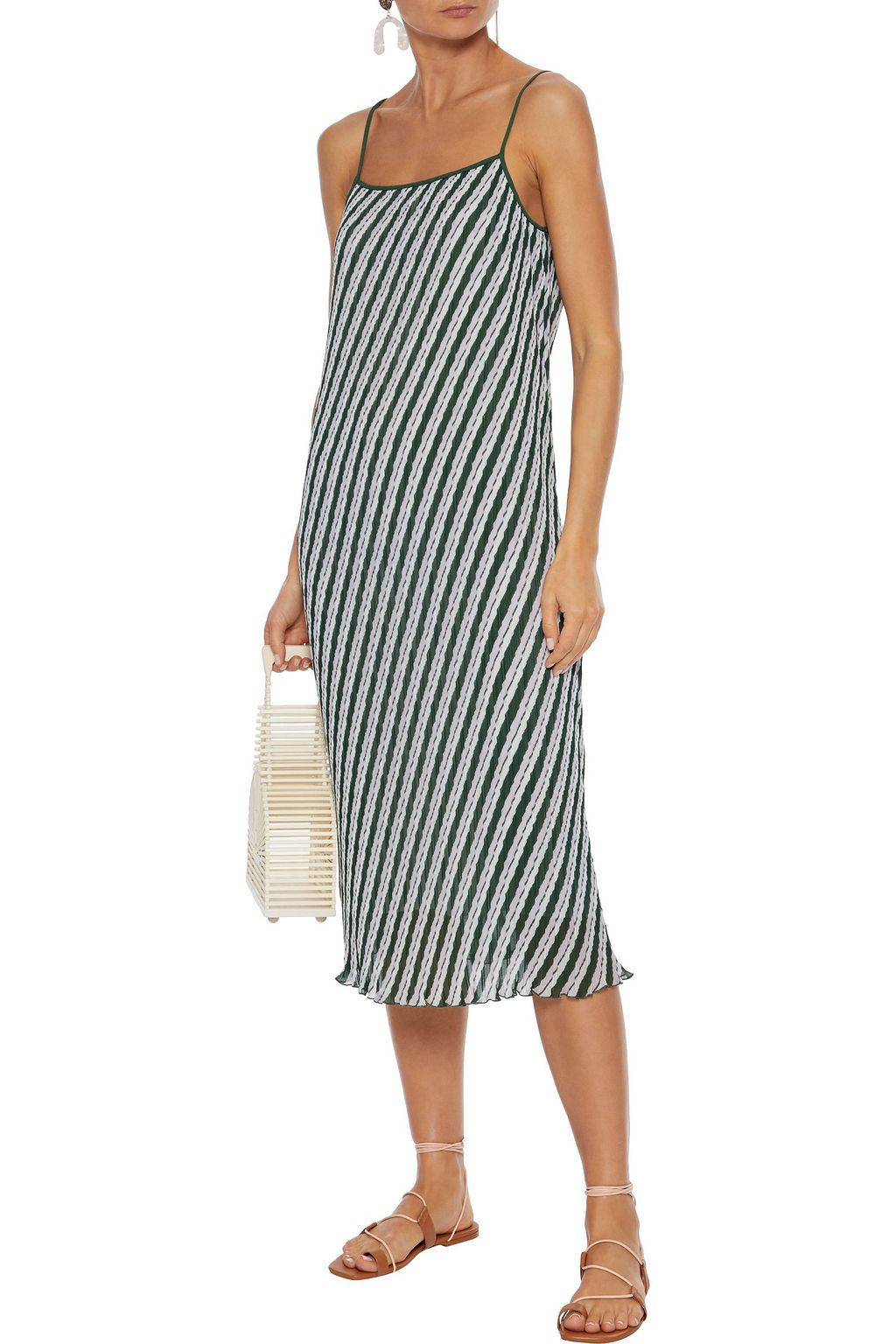 DIANE VON FURSTENBERG Printed plissé-georgette midi dress