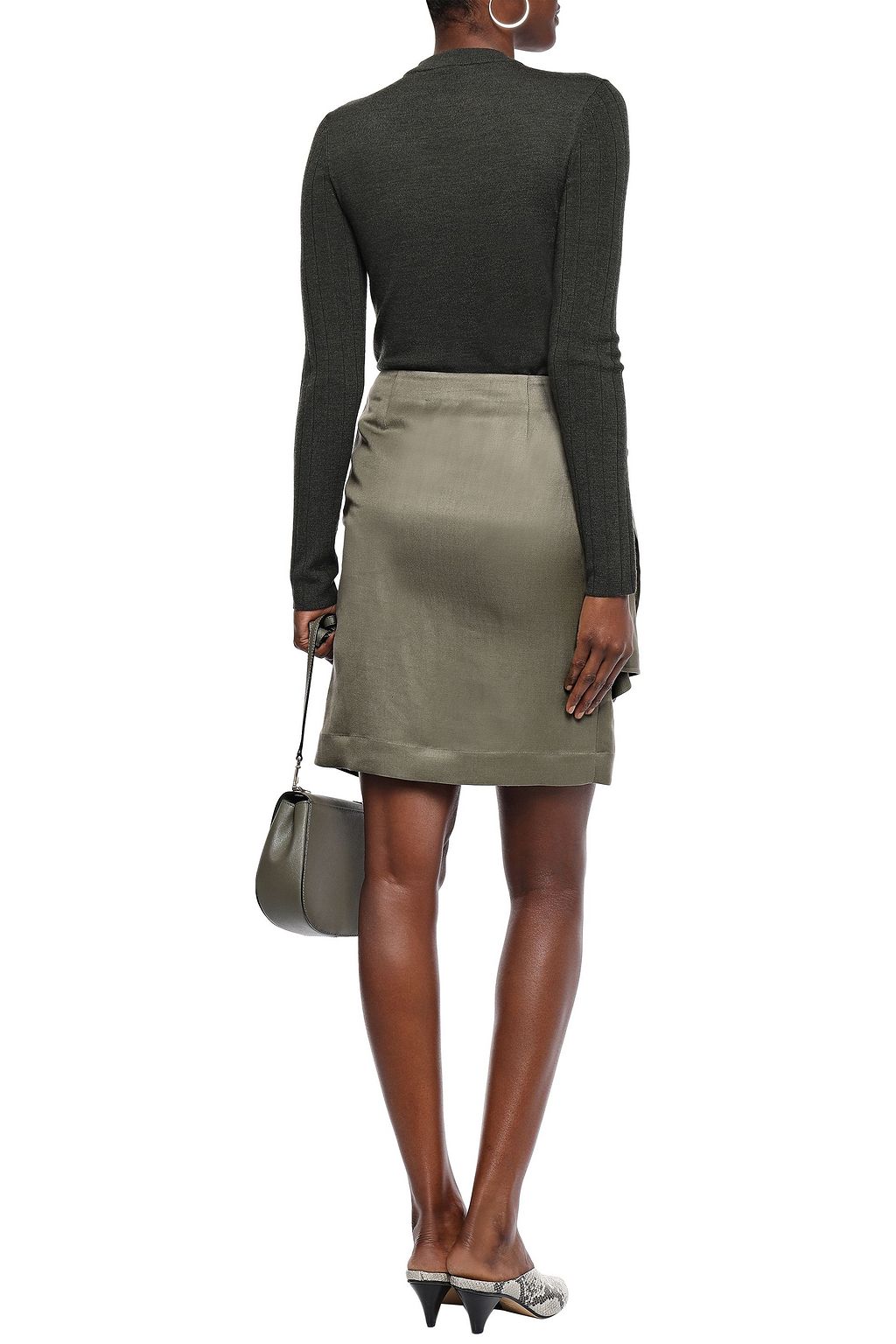JOSEPH Shea wrap-effect buckle-detailed ramie-blend mini skirt