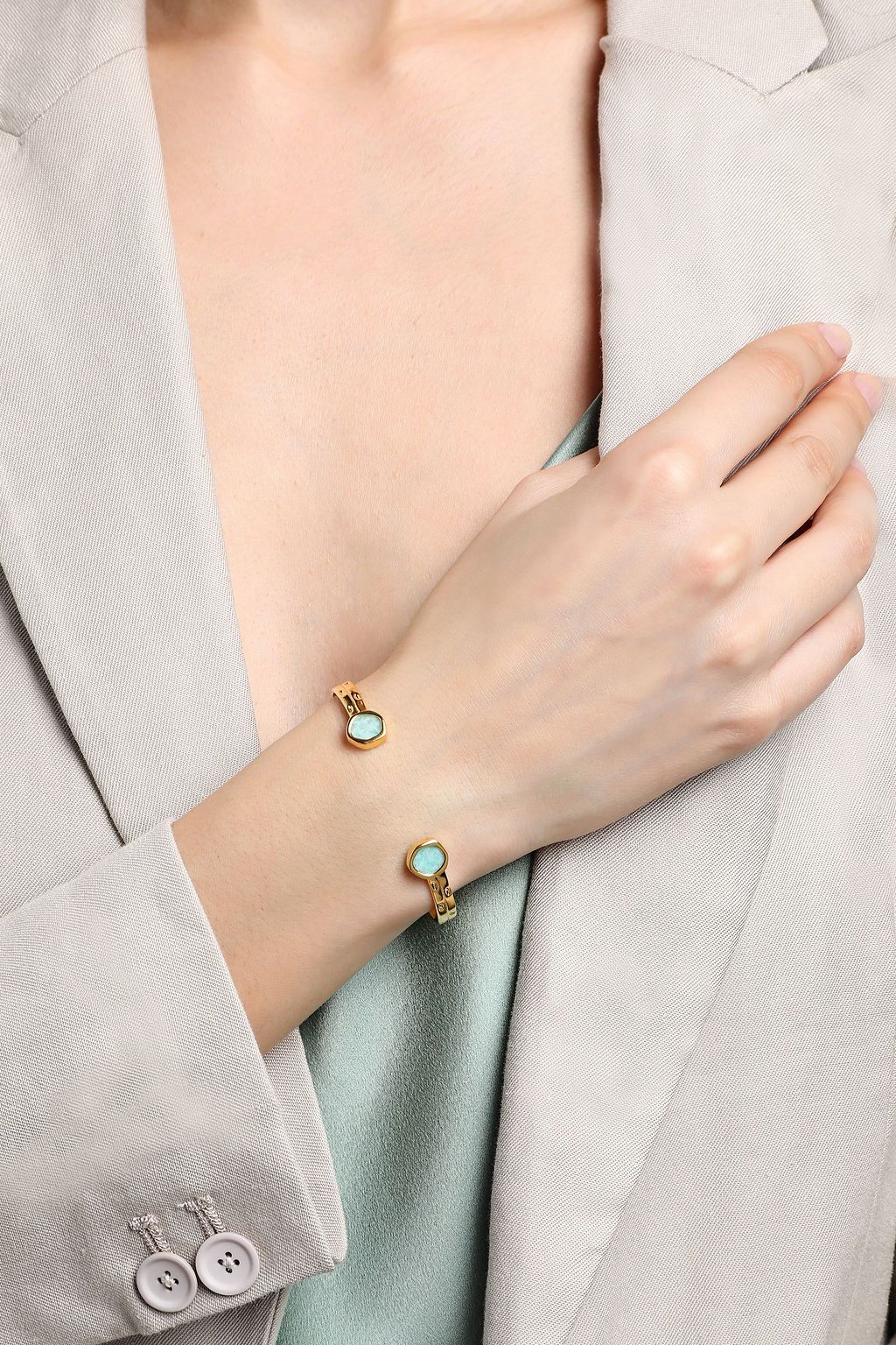 MONICA VINADER Atlantis 18-karat gold vermeil amazonite cuff