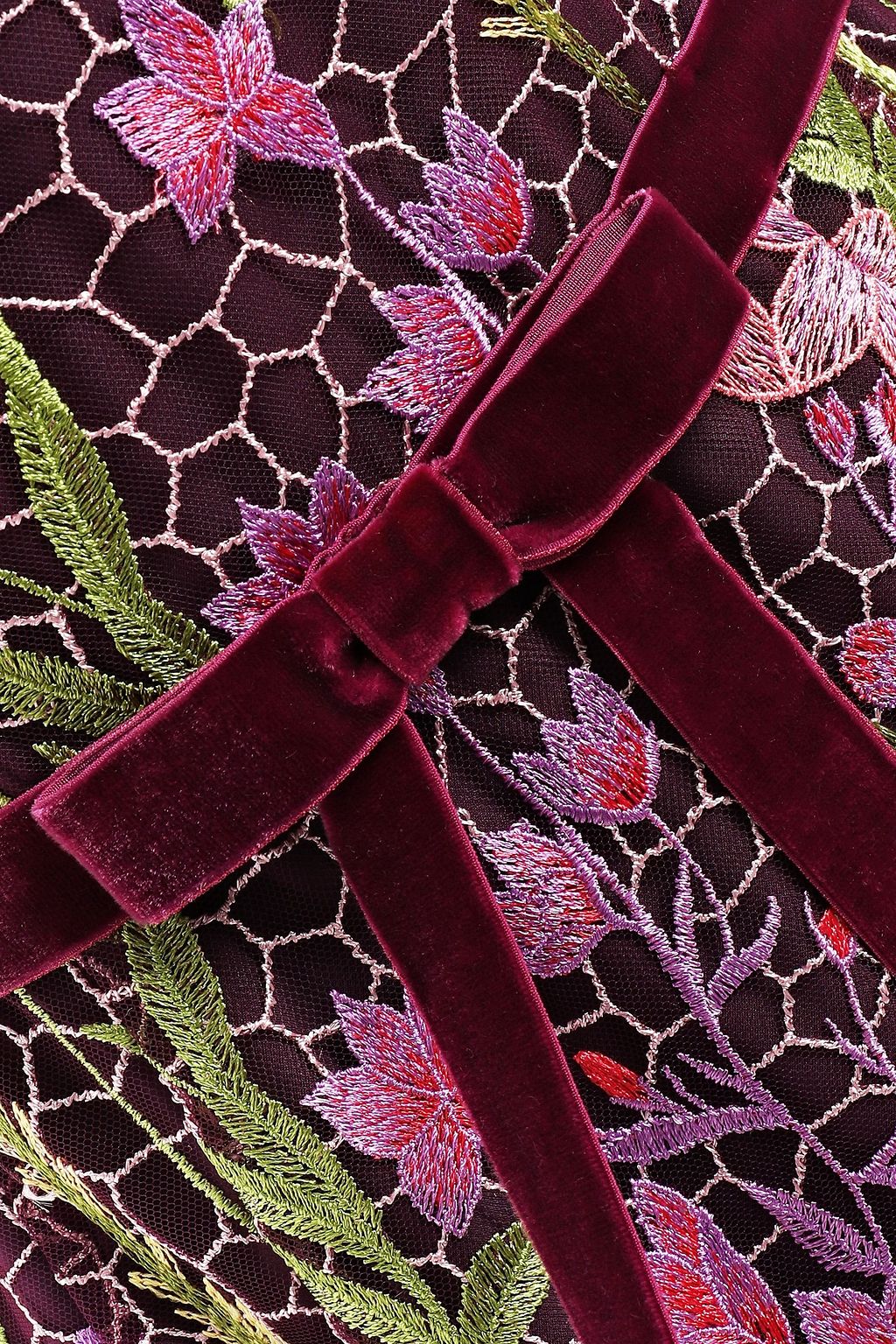 MARCHESA NOTTE レースパネル 装飾付き チュール ミディワンピース