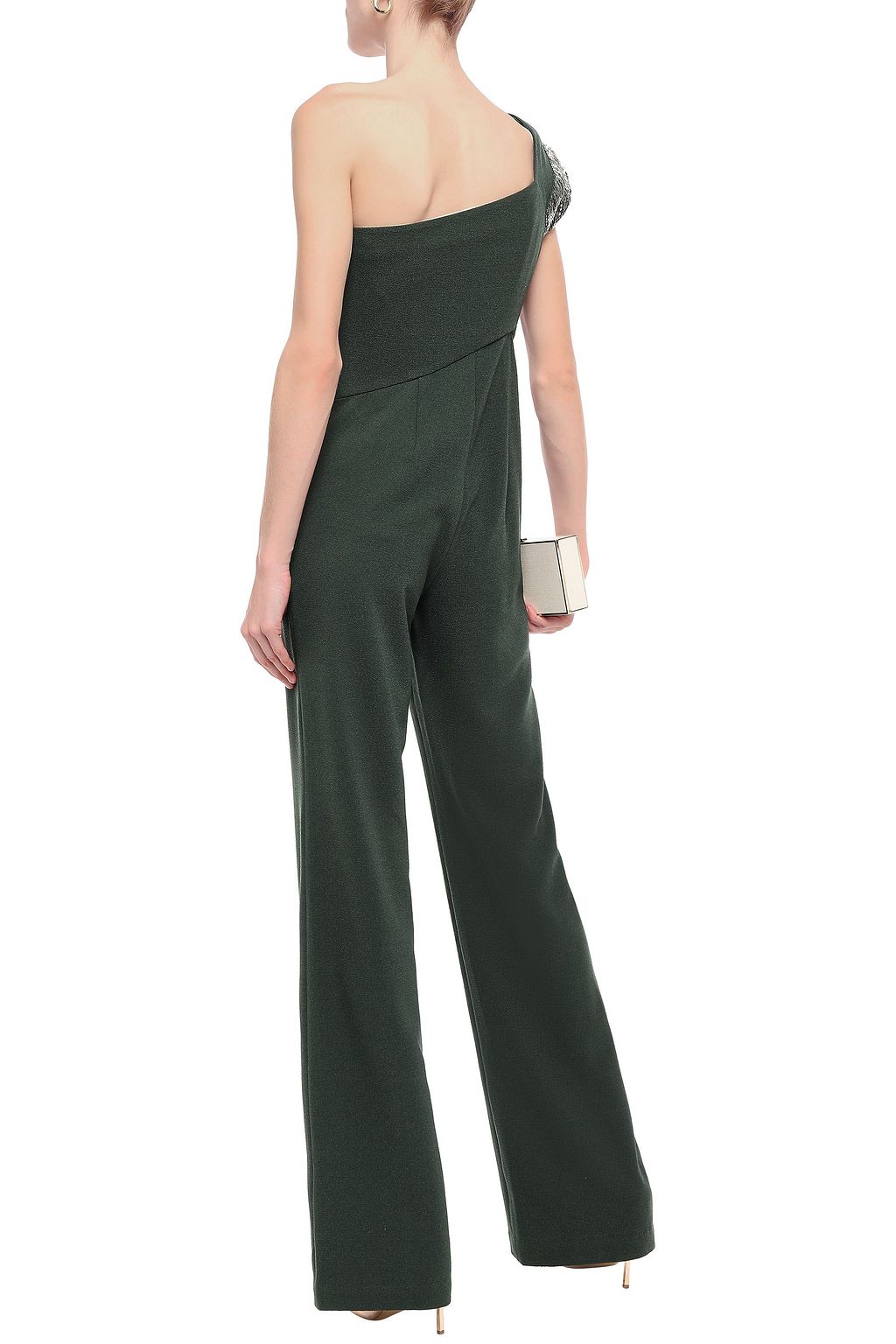 sequin one shoulder jumpsuit