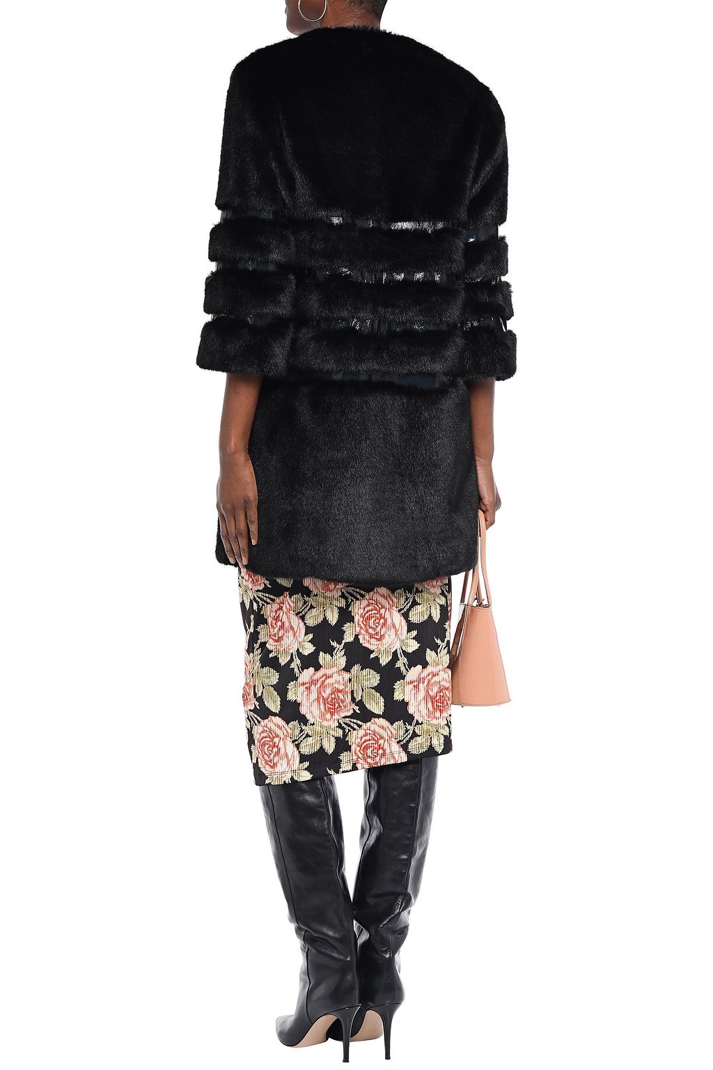 AINEA Striped faux fur coat