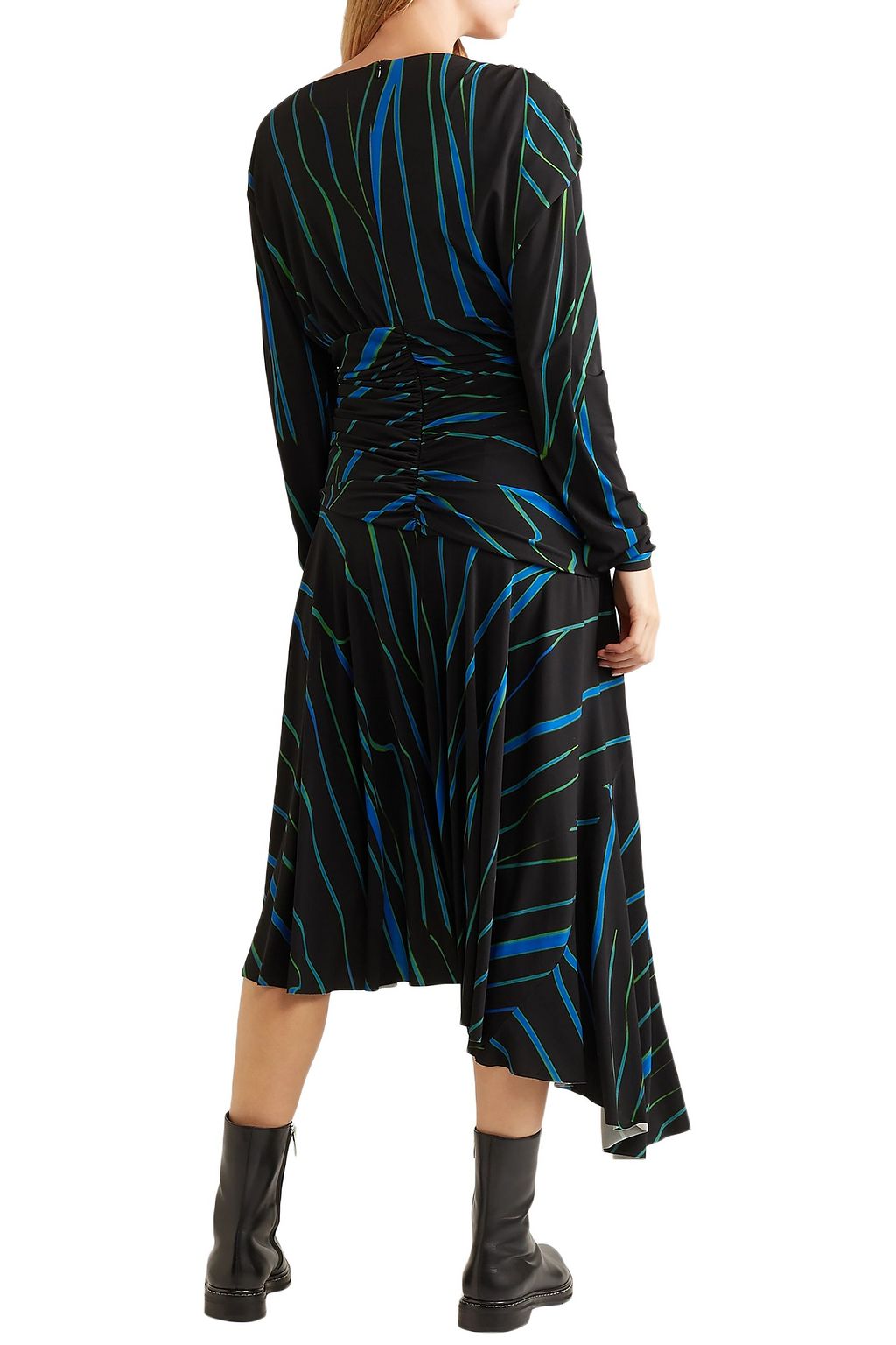 PREEN BY THORNTON BREGAZZI Melissa asymmetric striped stretch-crepe dress