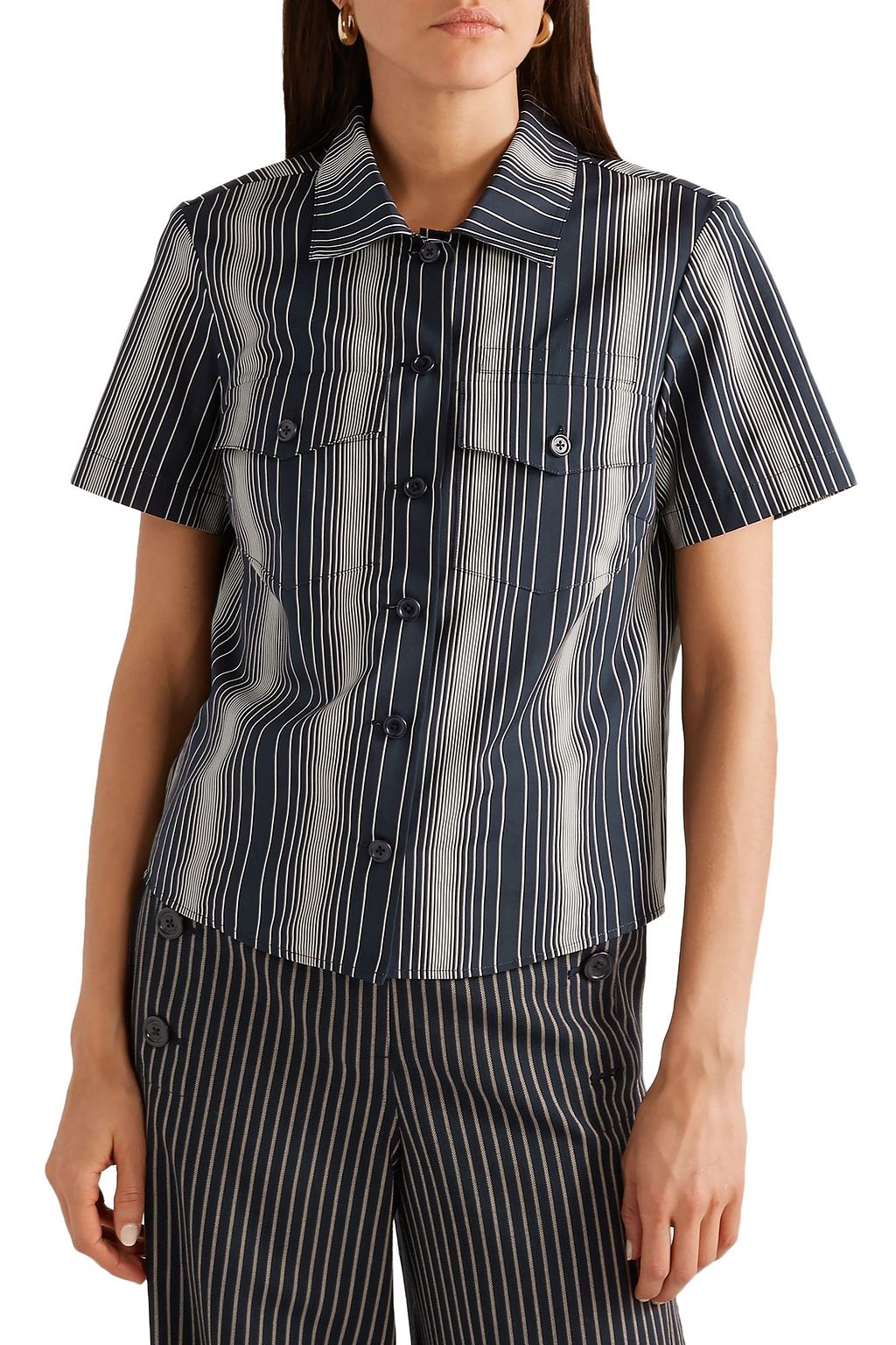 SIES MARJAN Nico striped cotton-poplin shirt