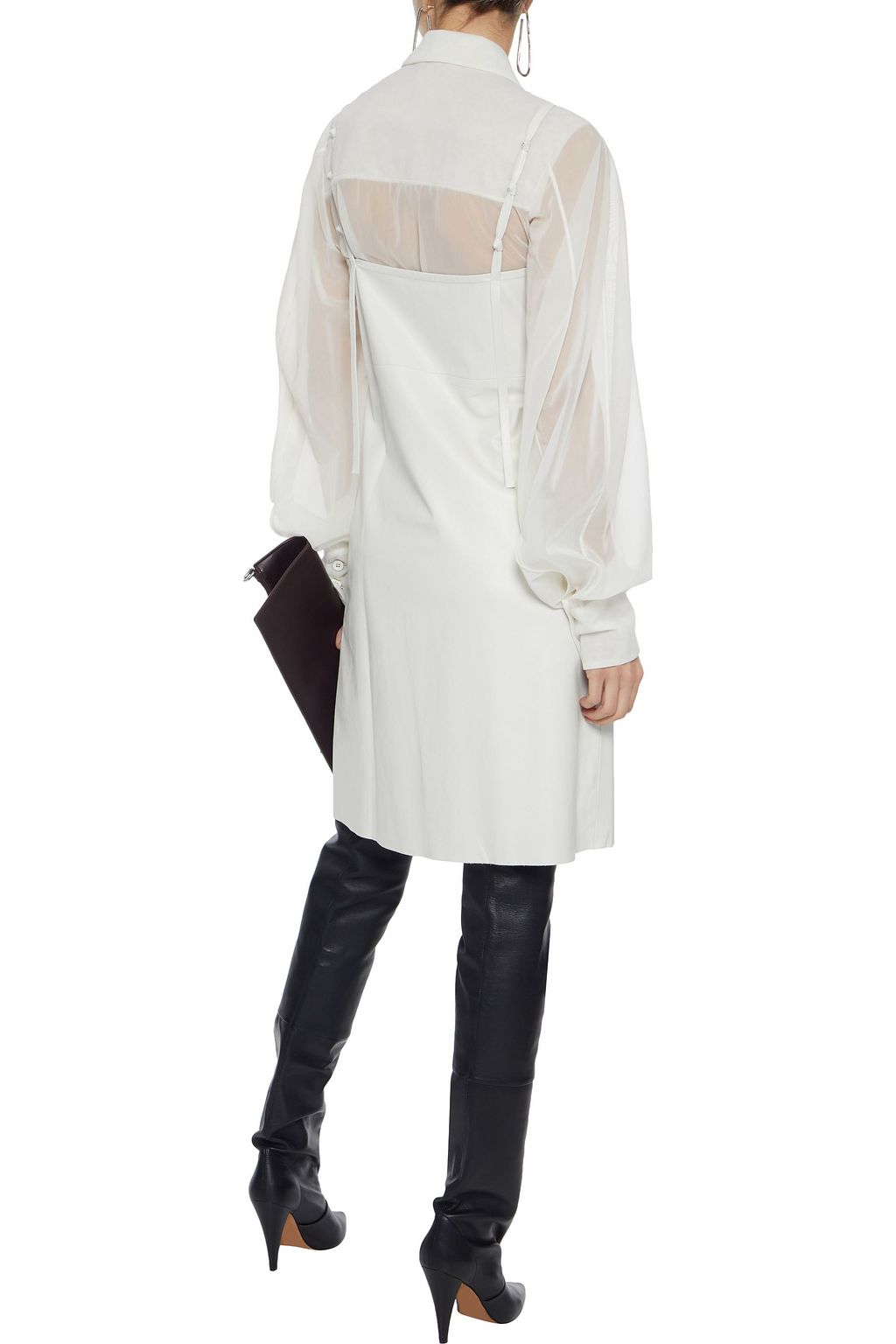 HELMUT LANG Textured-leather mini dress