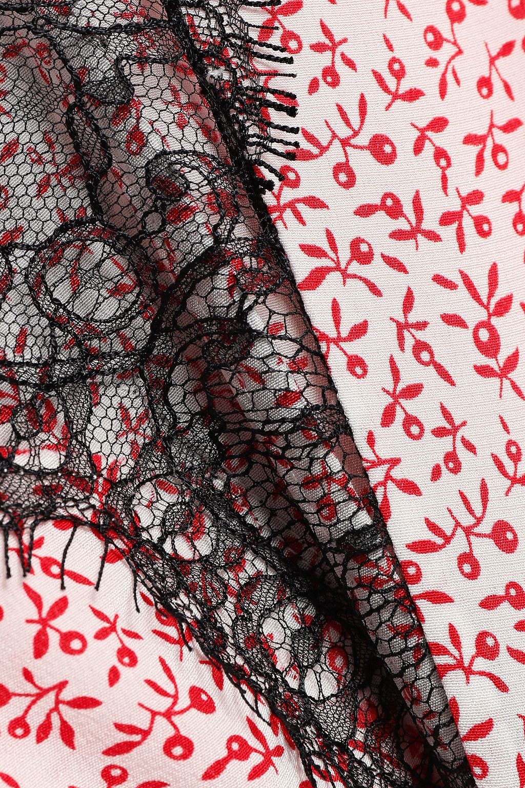 JOSEPH Asymmetric lace-trimmed floral-print silk crepe de chine midi dress