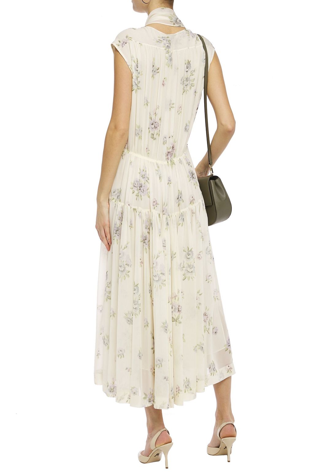 JOSEPH Draped floral-print silk-georgette midi dress