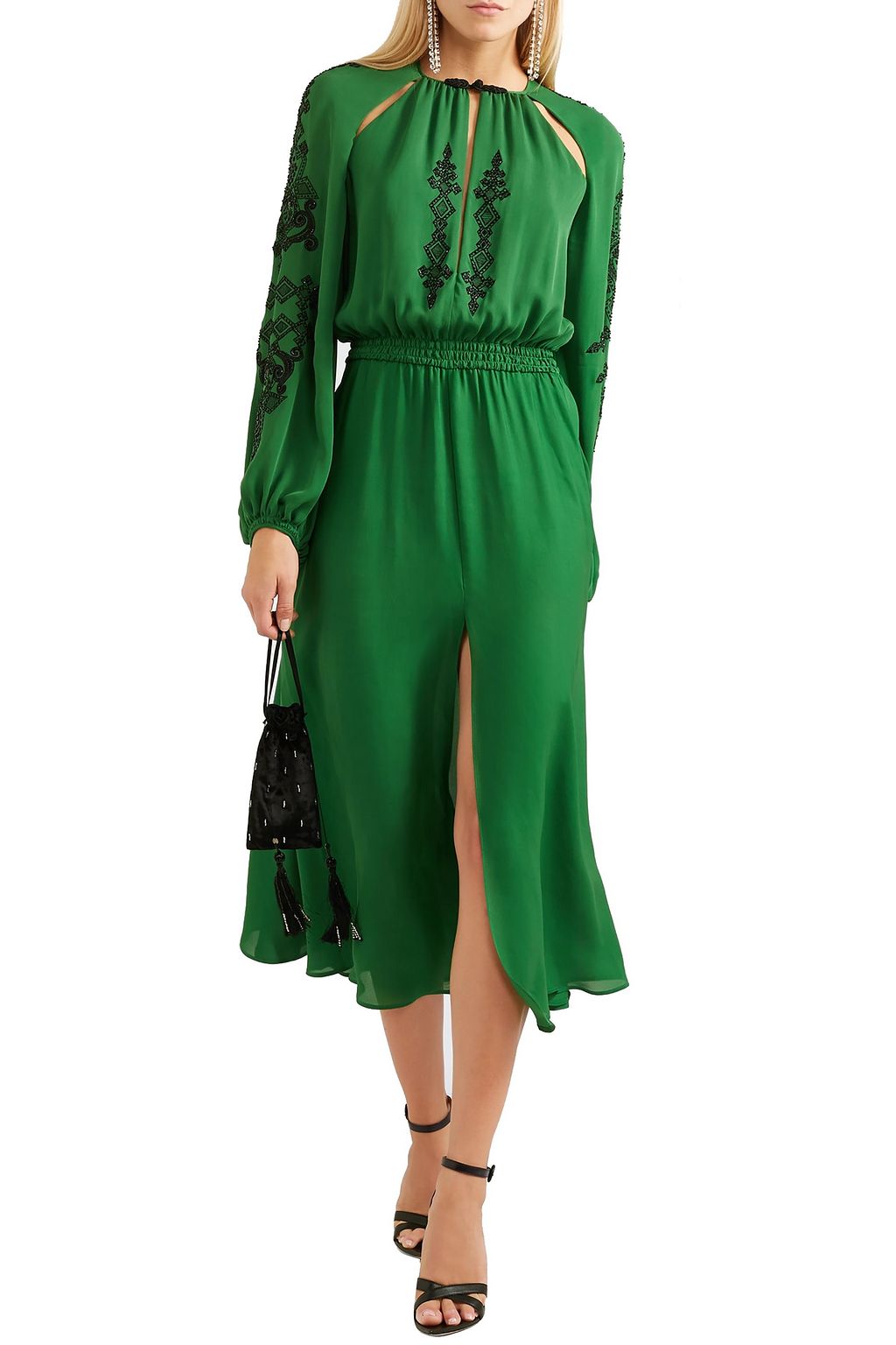 DUNDAS Cutout embellished silk-crepe midi dress