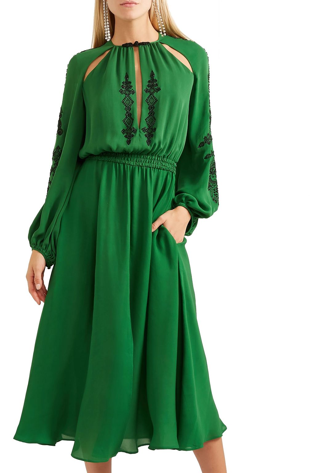 DUNDAS Cutout embellished silk-crepe midi dress