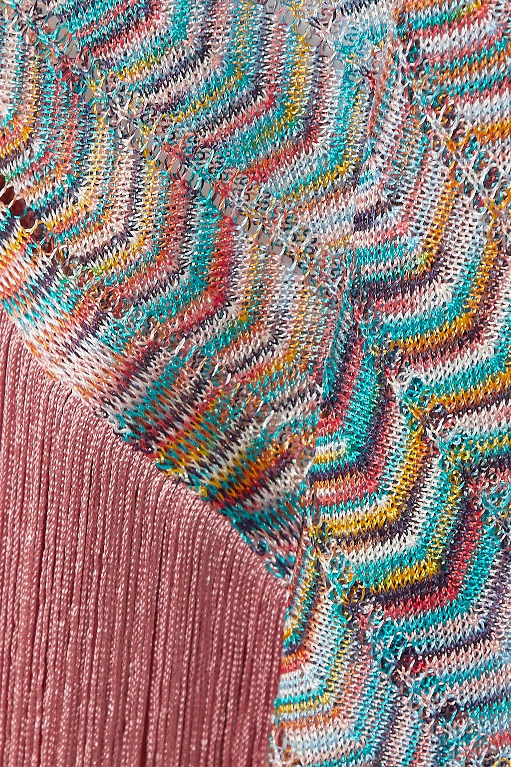 MISSONI Fringed crochet-knit poncho