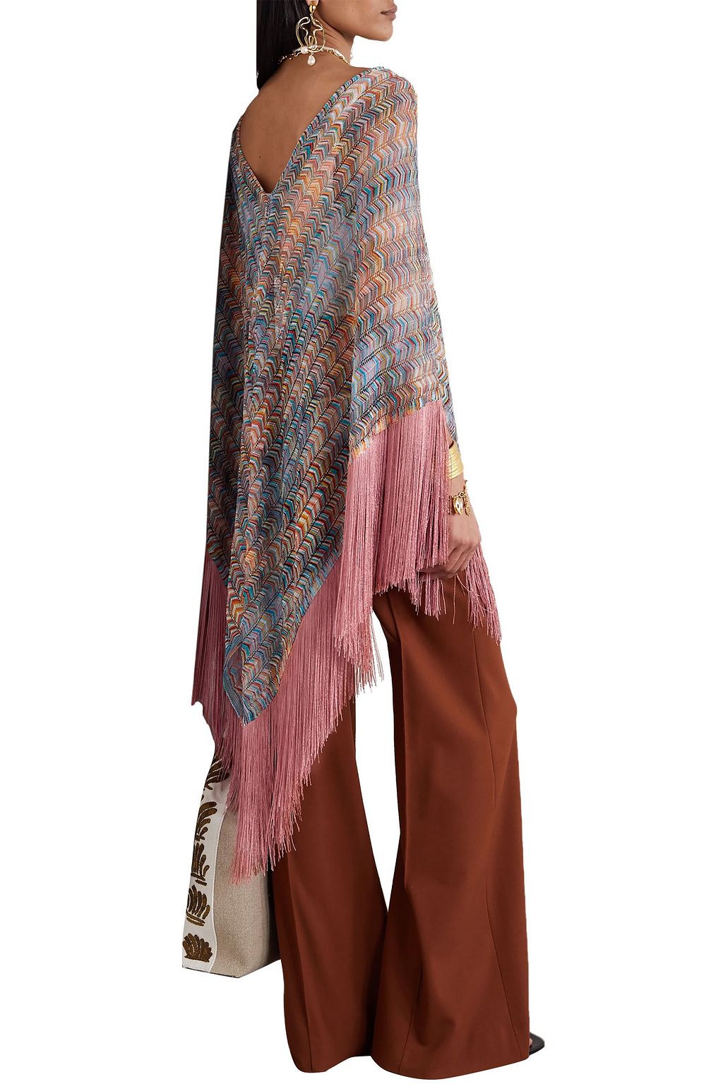 MISSONI Fringed crochet-knit poncho