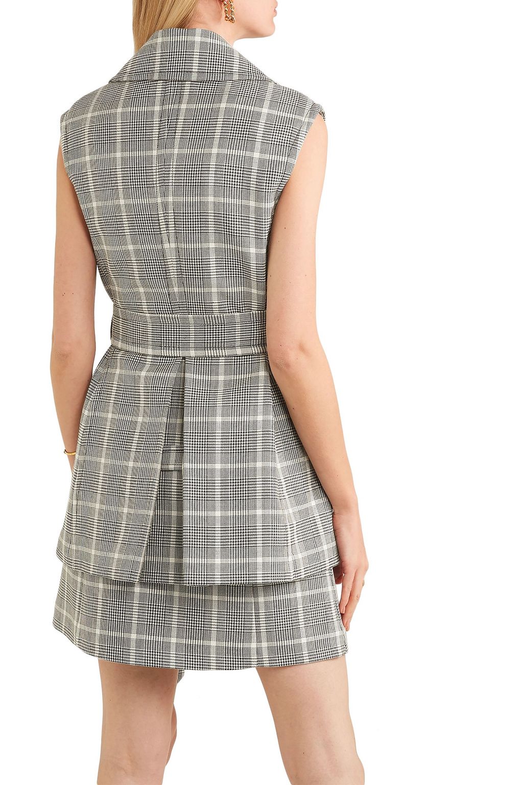 STELLA MCCARTNEY Belted Prince of Wales checked wool vest
