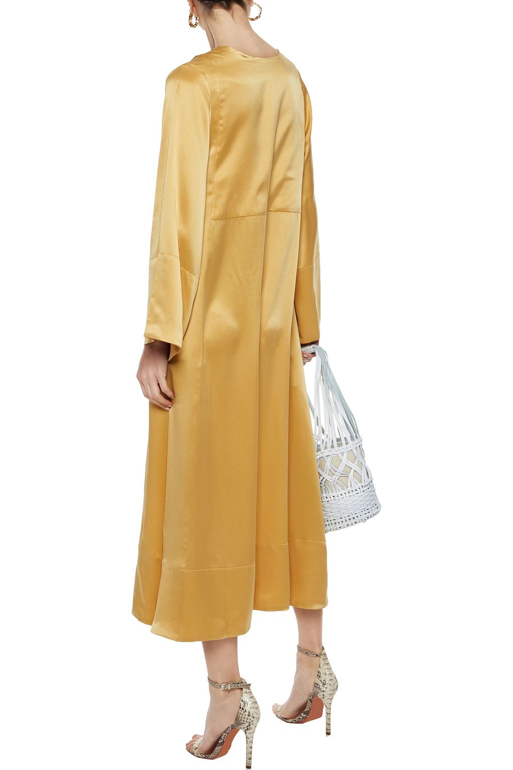 ASCENO Washed-silk midi dress