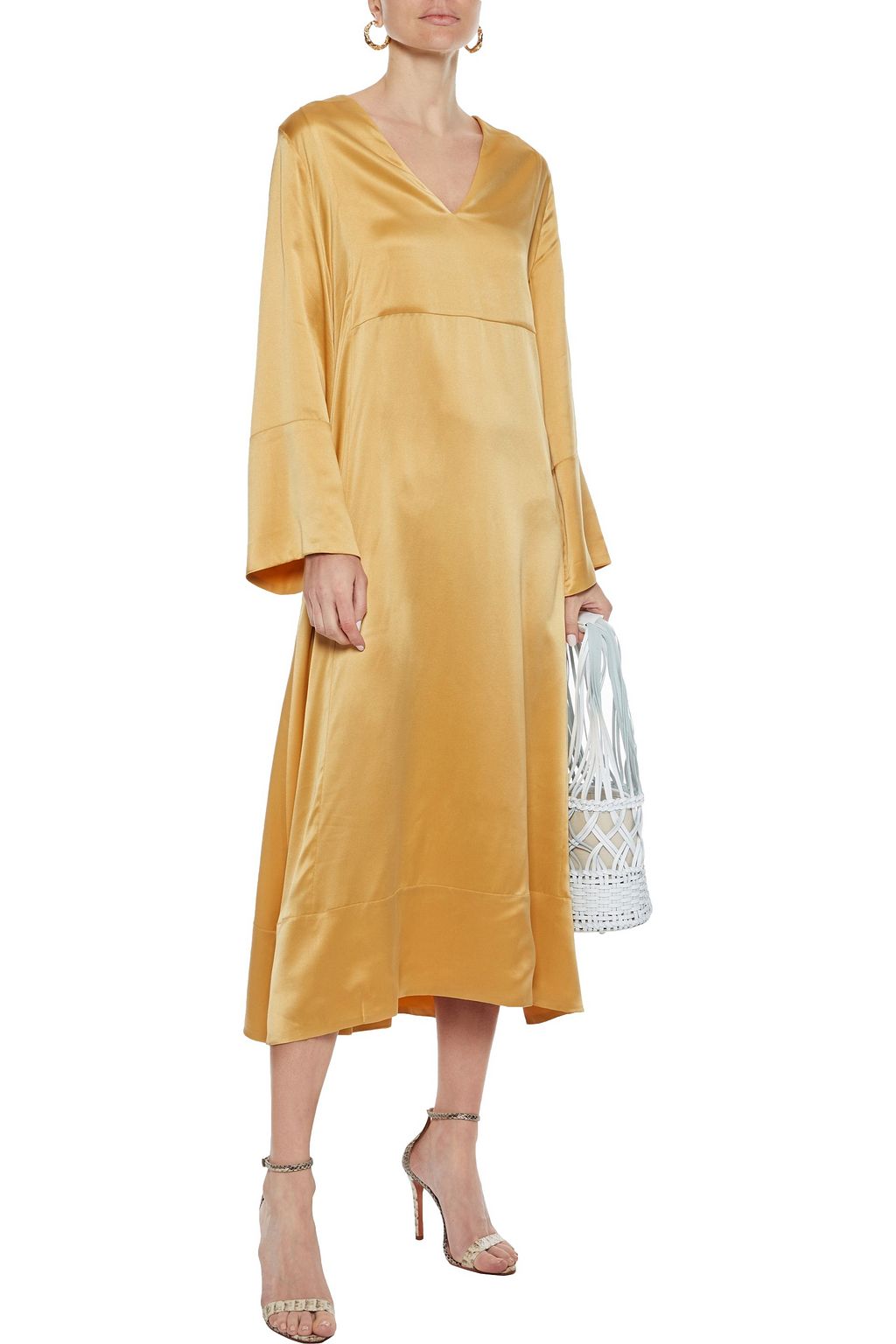 ASCENO Washed-silk midi dress