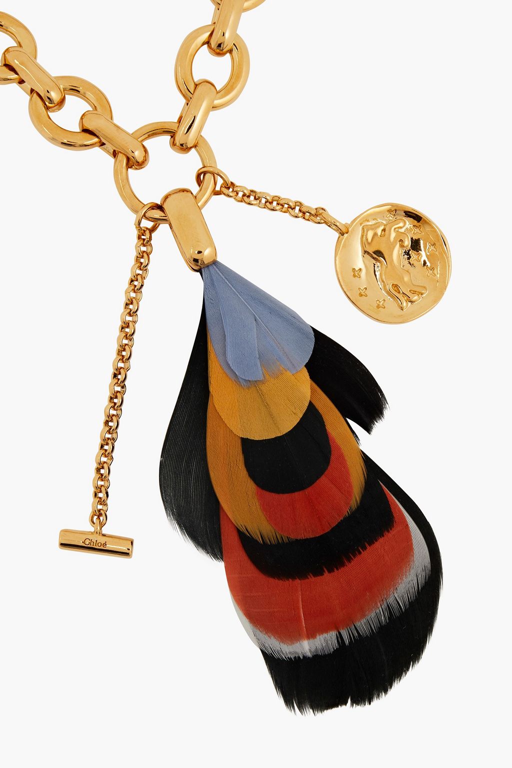CHLOÉ Gold-tone feather necklace