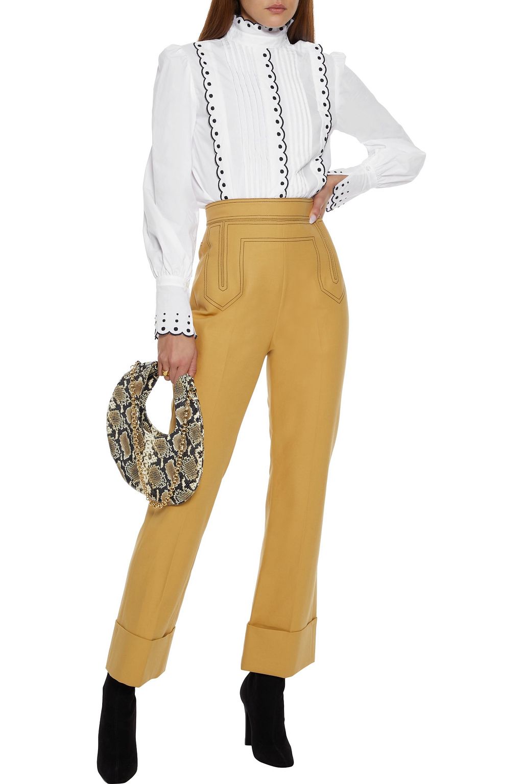 SEE BY CHLOÉ Pintucked embroidered cotton-poplin blouse