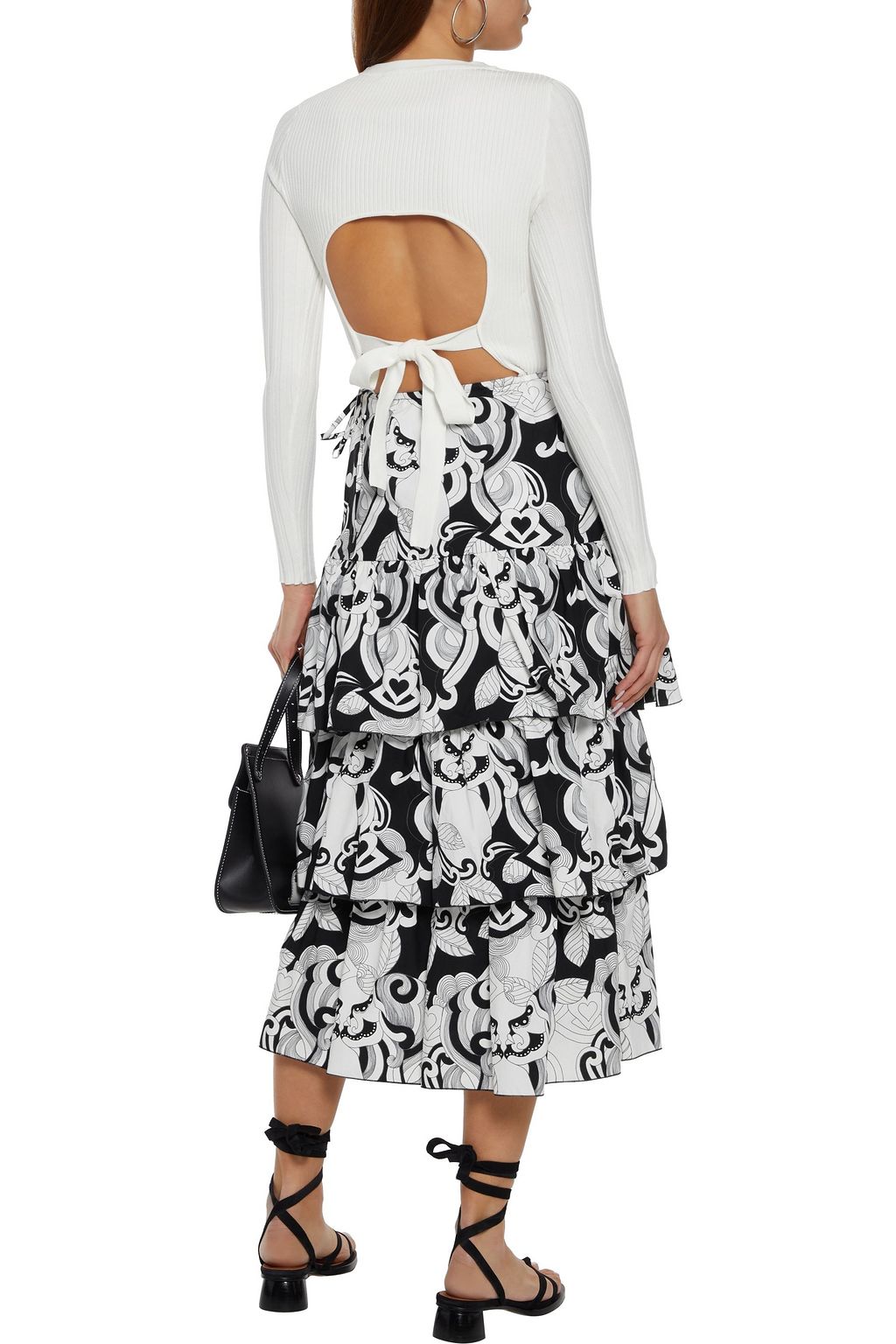 SEE BY CHLOÉ Tiered printed cotton-poplin midi skirt