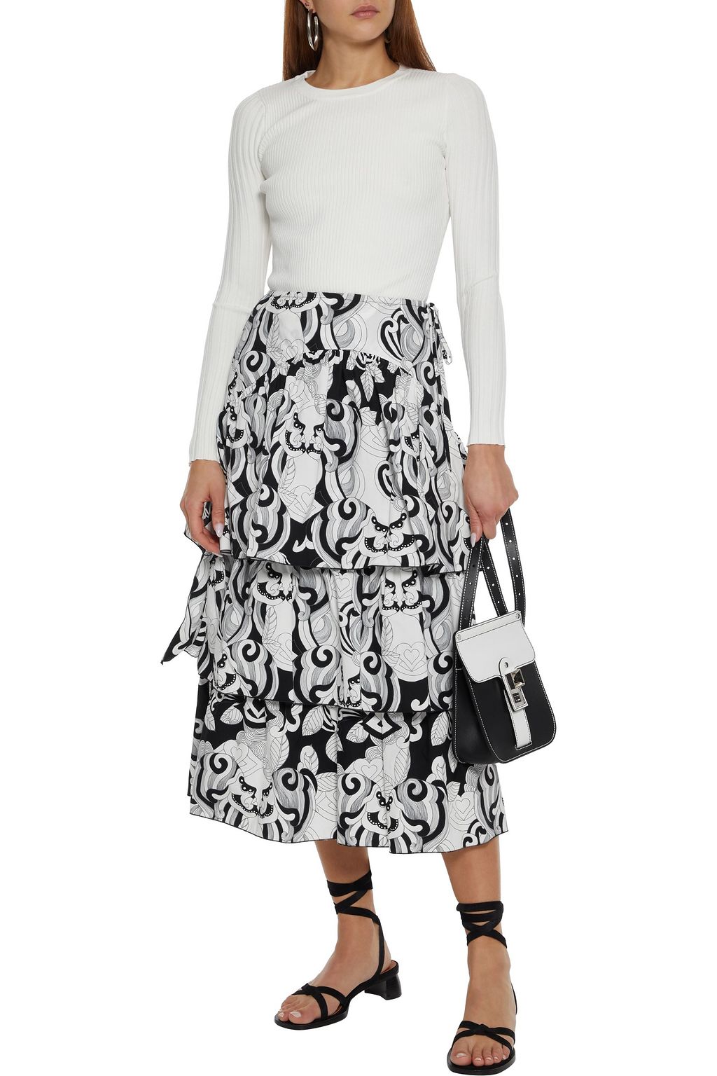 SEE BY CHLOÉ Tiered printed cotton-poplin midi skirt