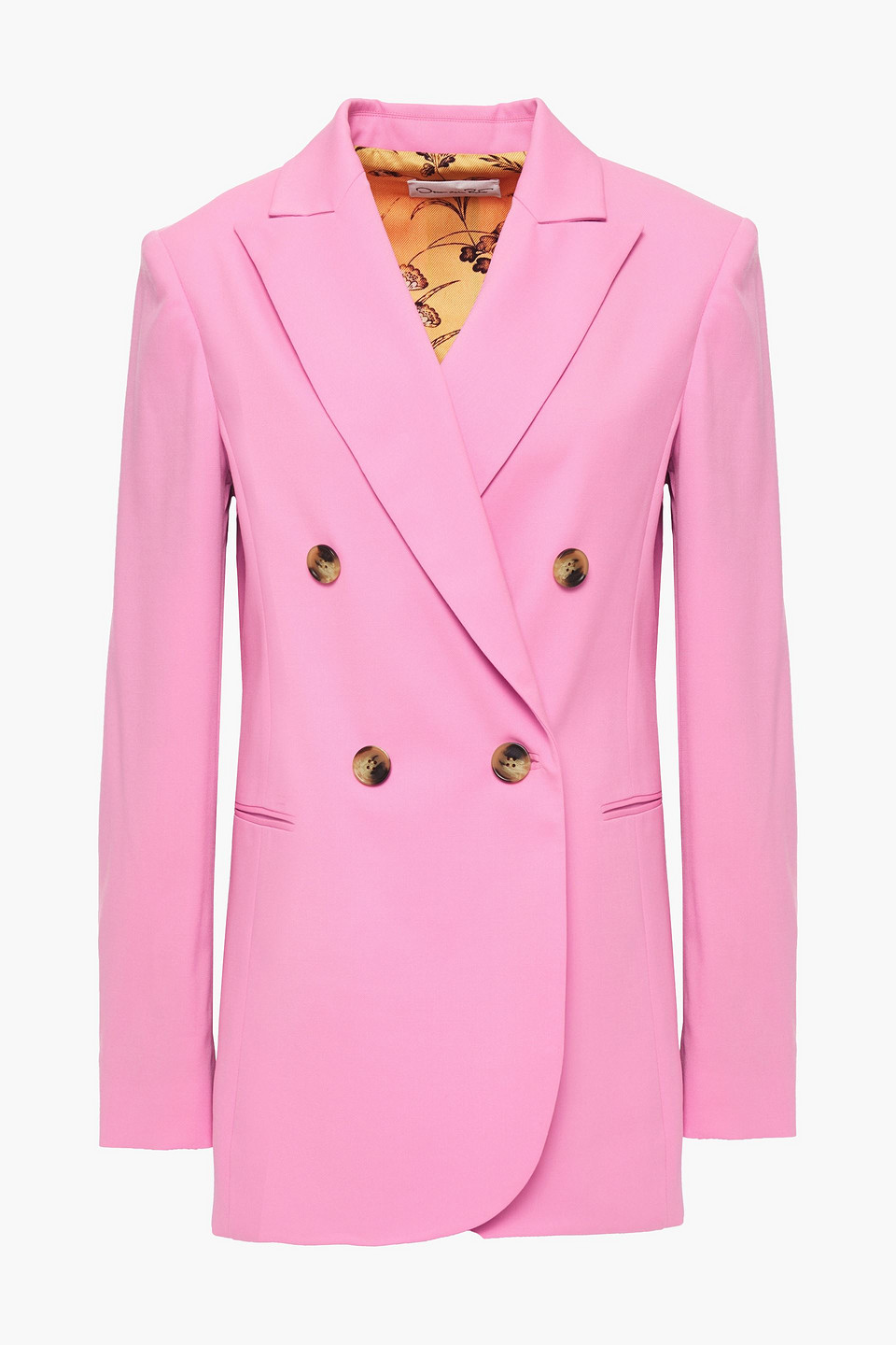Oscar de la Renta - Double-breasted stretch-wool twill blazer - Pink - US 10
