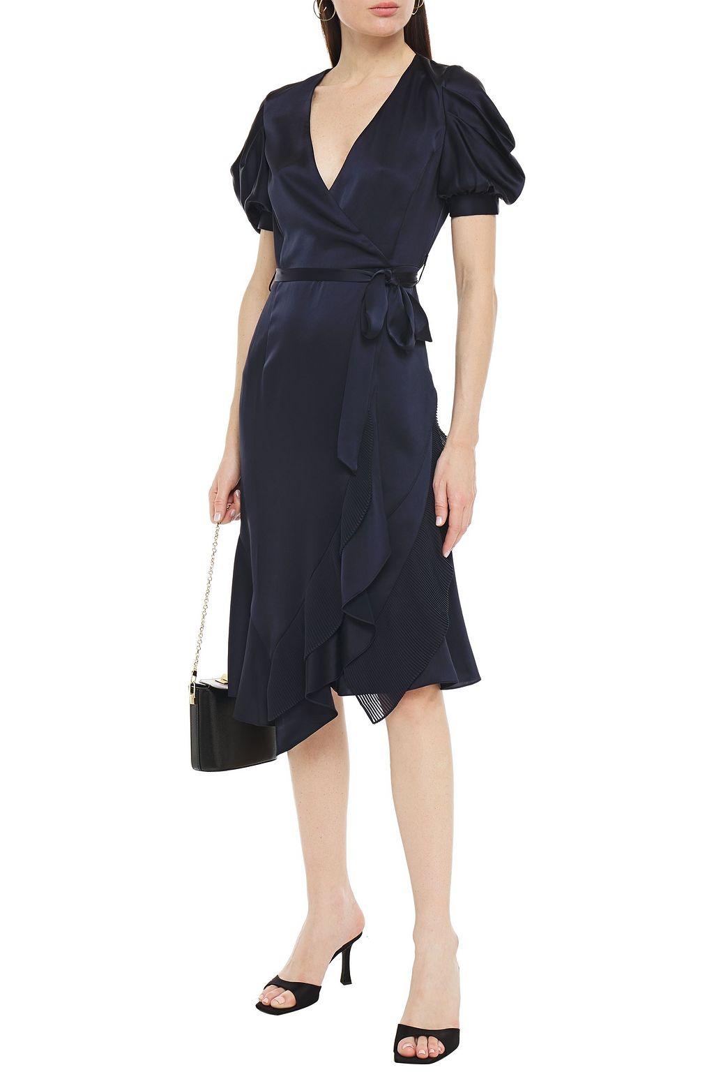 DIANE VON FURSTENBERG Wrap-effect pleated satin dress