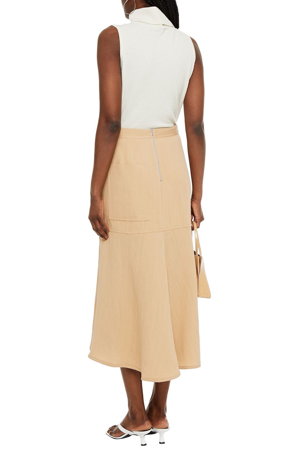 TIBI Ribbed twill midi skirt