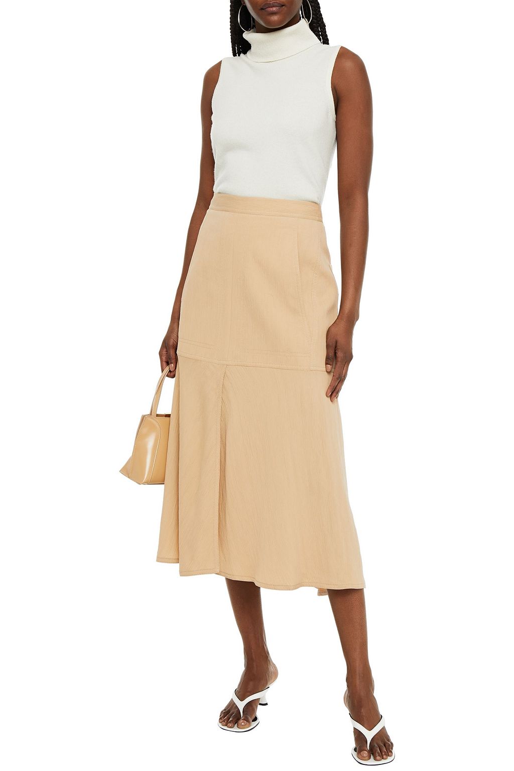 TIBI Ribbed twill midi skirt