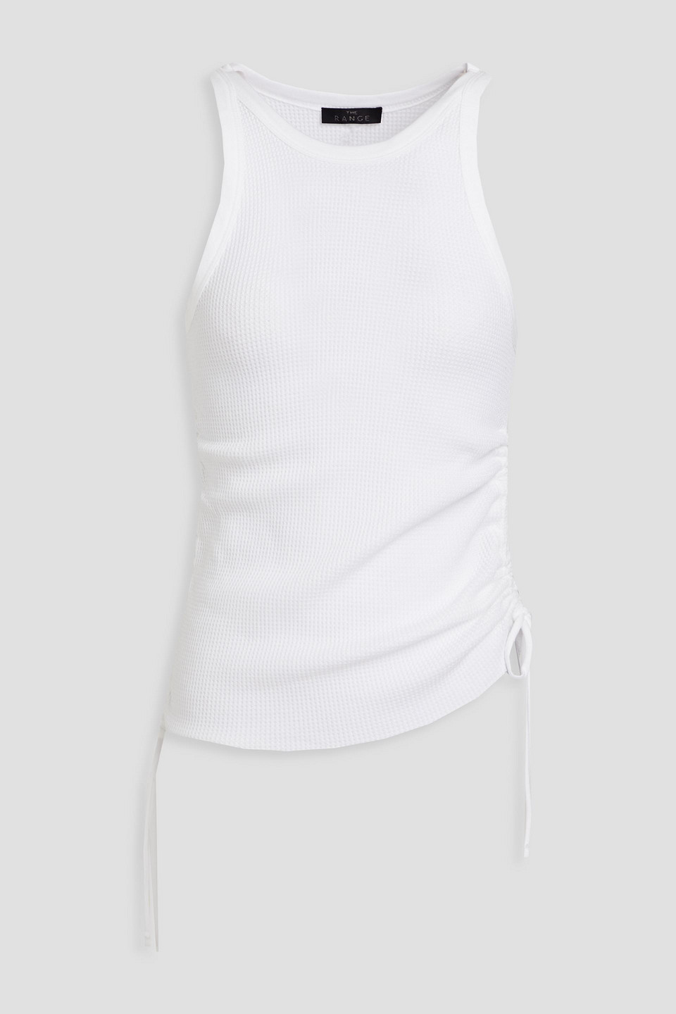 The Range Ruched Waffle-knit Cotton-blend Tank In White