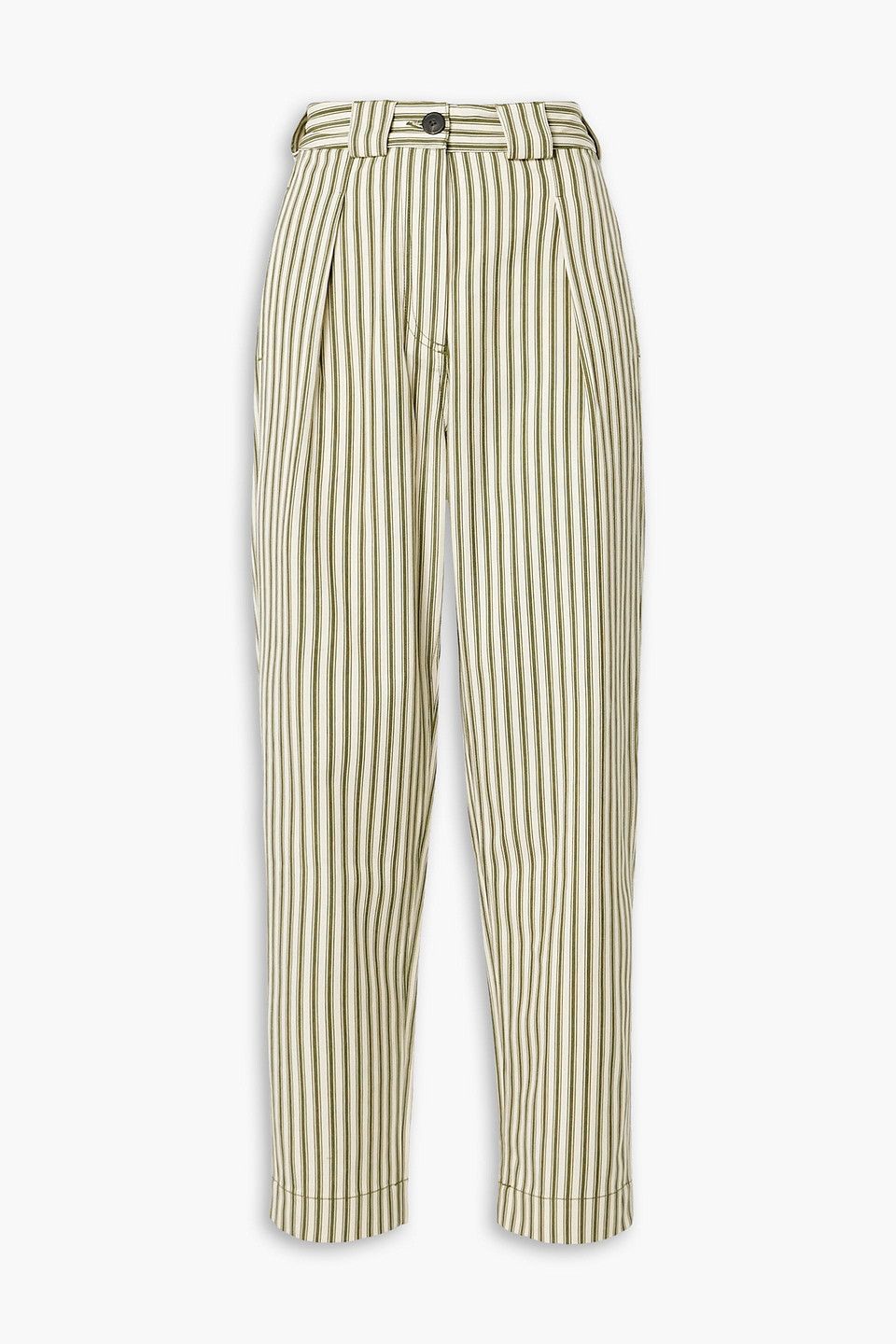 MARA HOFFMAN JADE STRIPED TENCEL AND COTTON-BLEND TWILL TAPERED PANTS 3074457345635038140