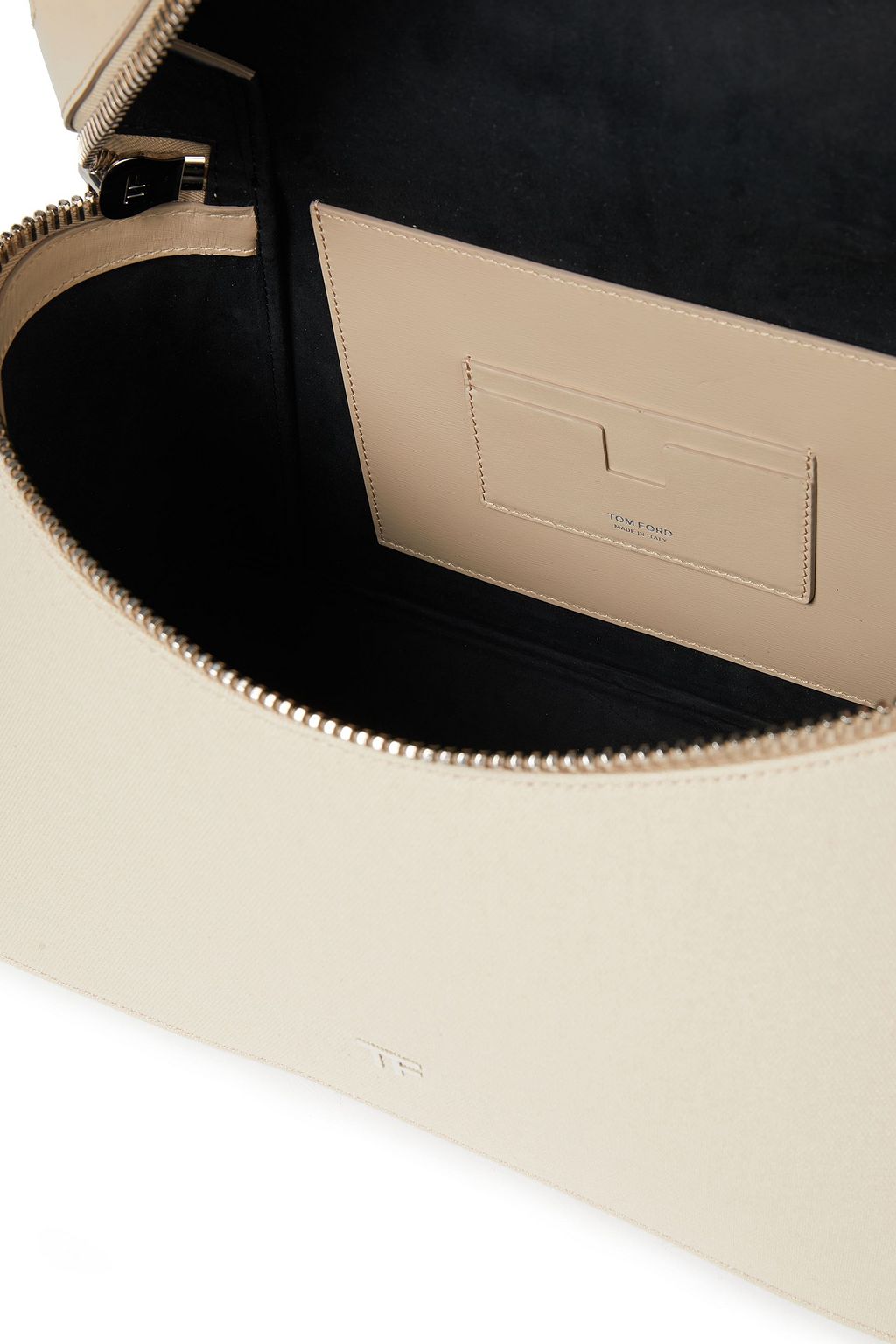TOM FORD Cotton canvas-paneled leather tote