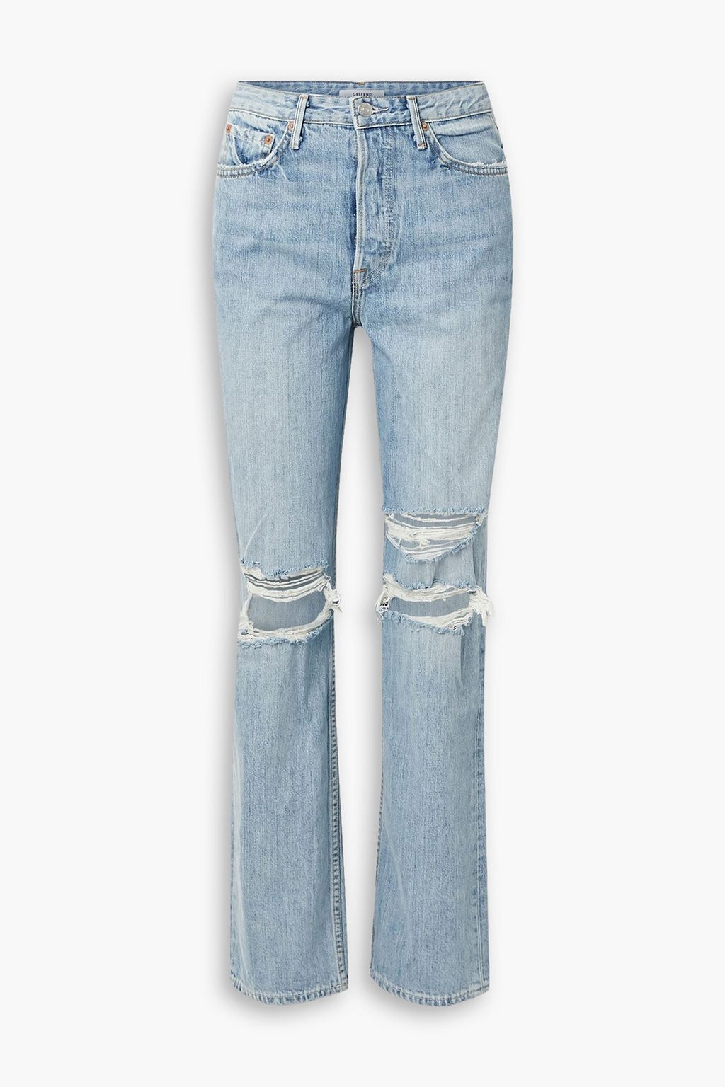 Mica distressed high rise straight leg jeans