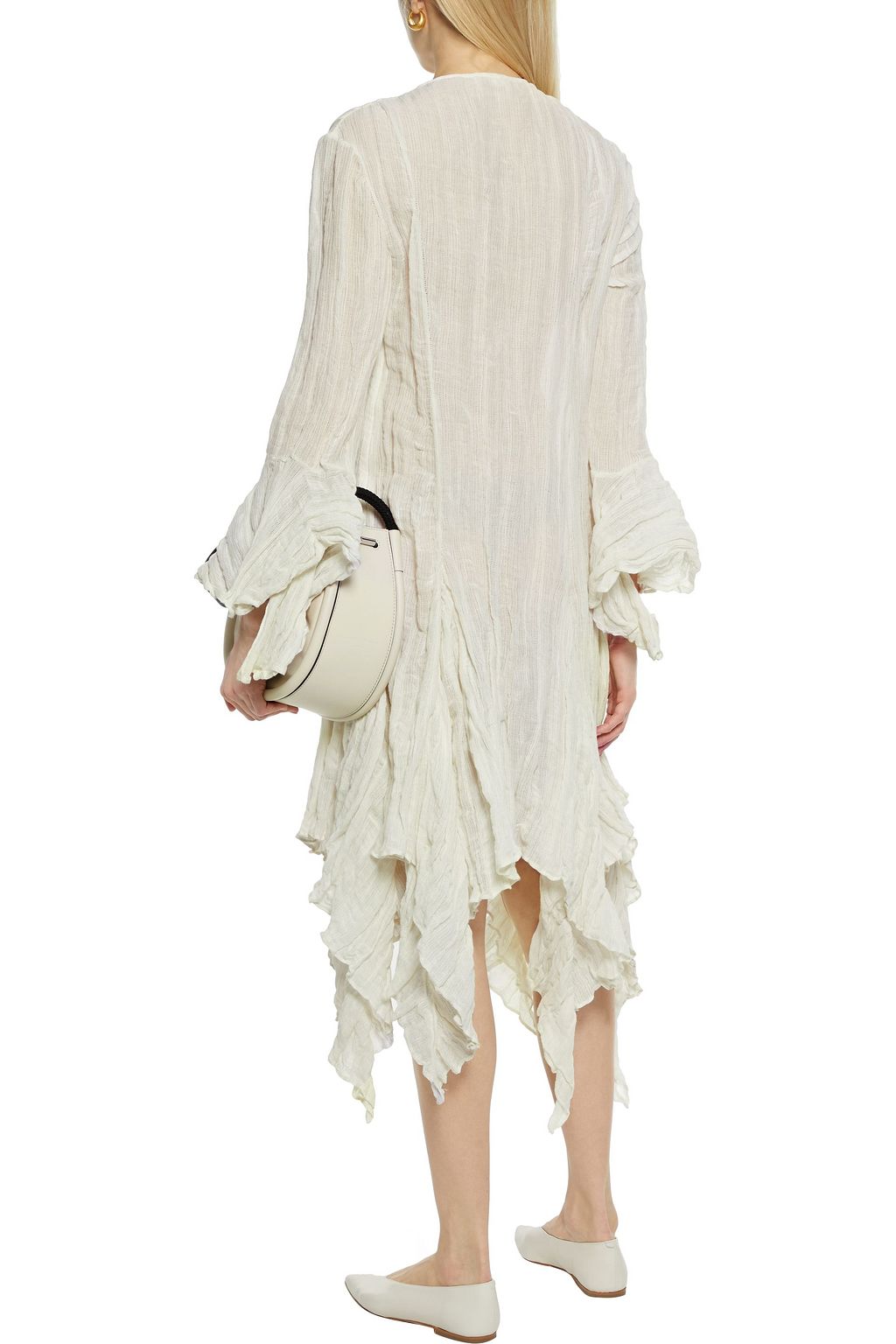 KHAITE Ruffled linen-blend gauze dress