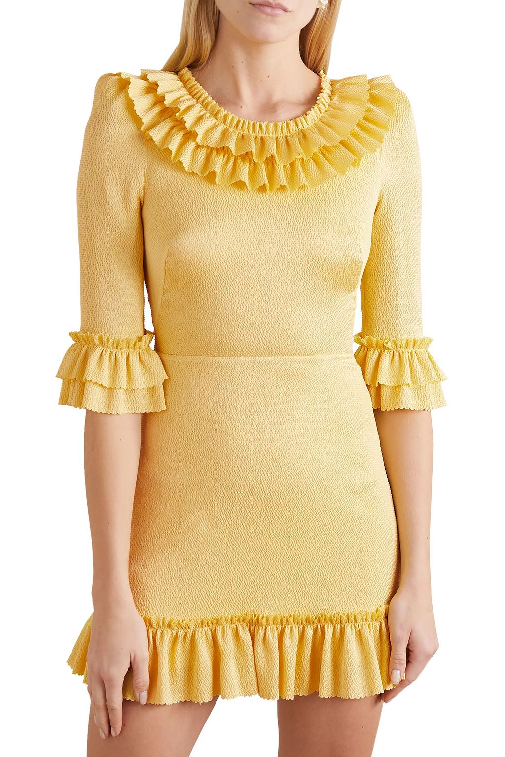 THE VAMPIRE'S WIFE Ruffled hammered silk-blend satin mini dress