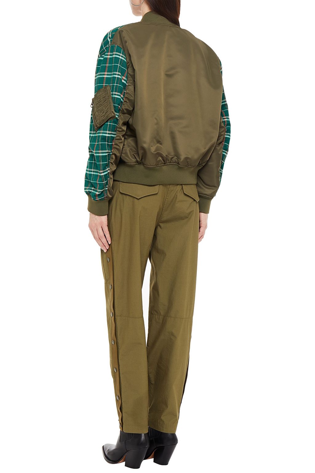 McQ Alexander McQueen Shell-paneled checked wool and cotton-blend bomber jacket