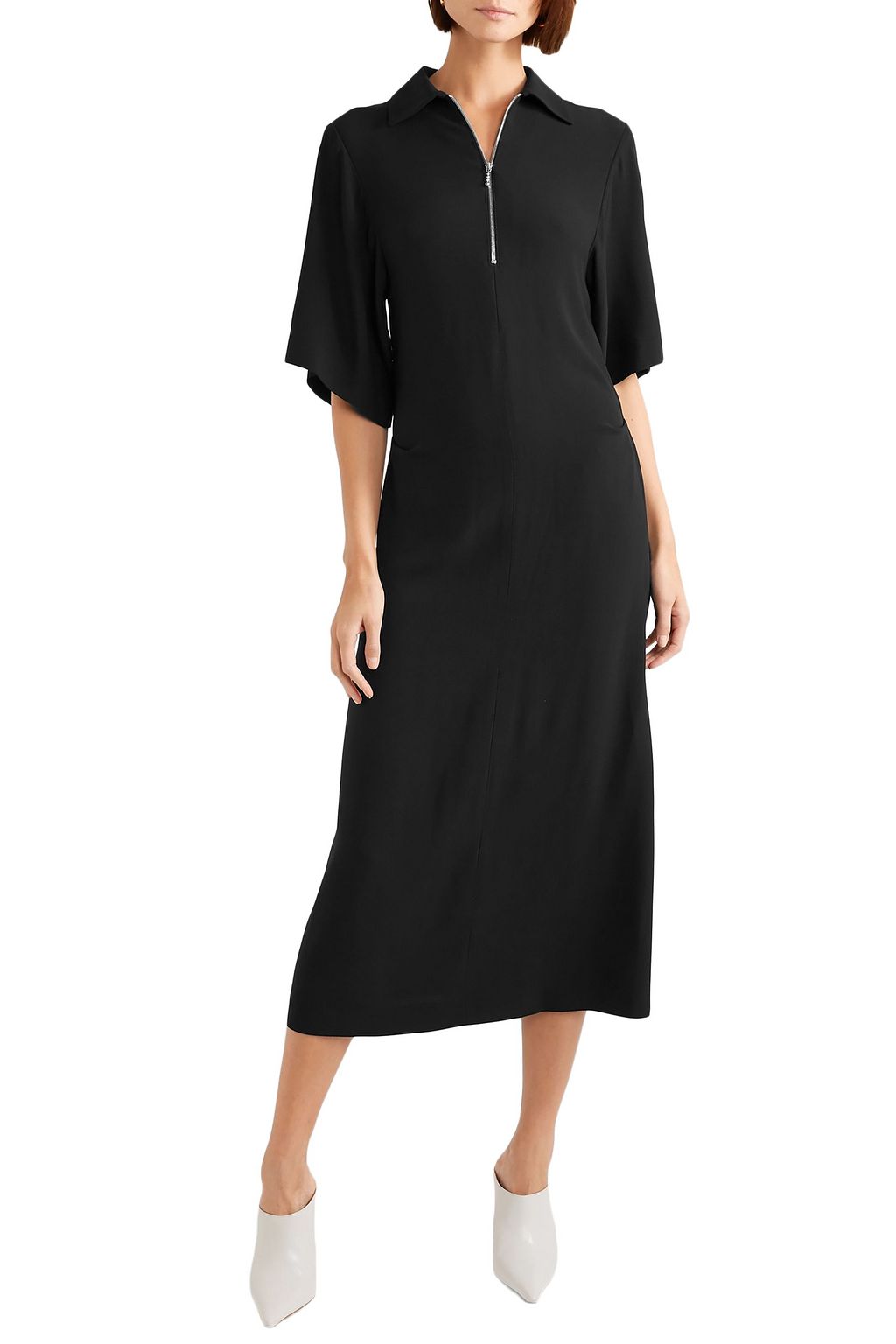 JOSEPH Fletcher zip-detailed crepe midi dress