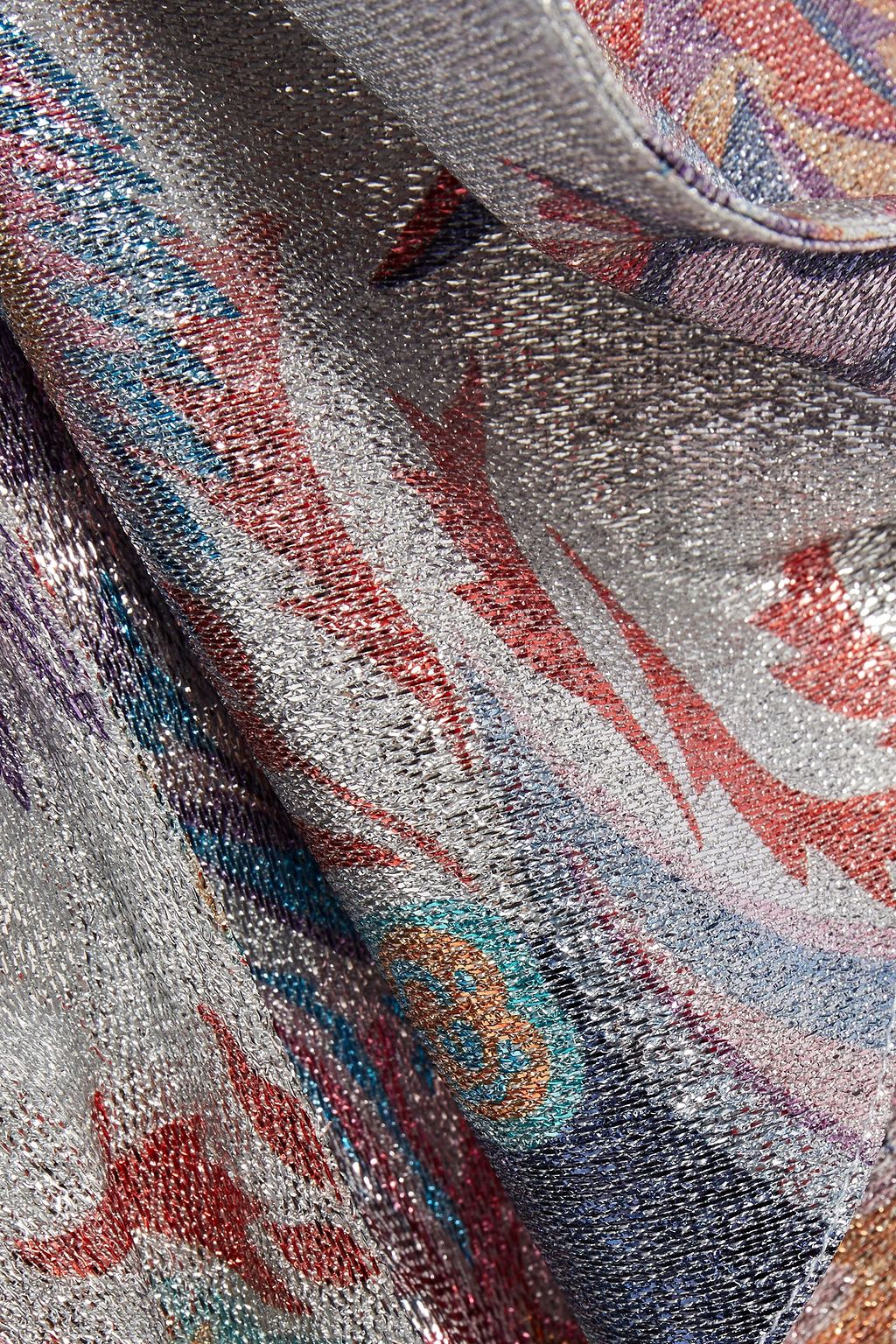 RABANNE Draped printed lamé skirt