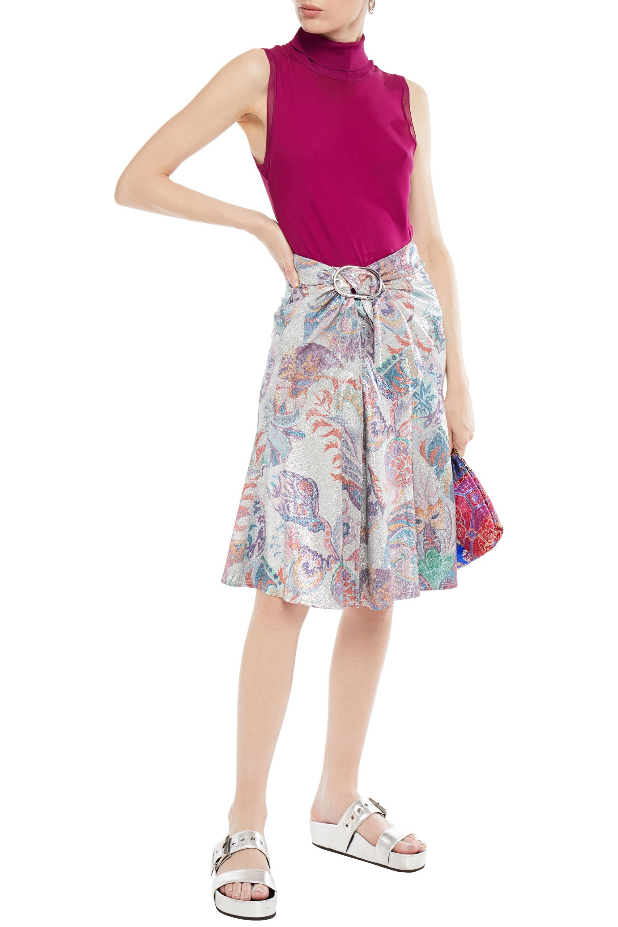 Rabanne Draped printed lamé skirt