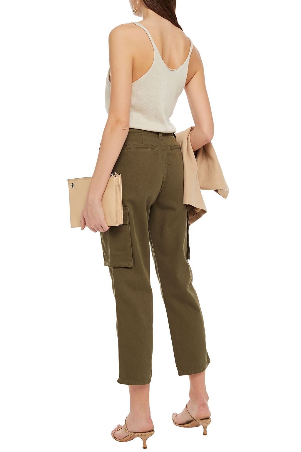 MAJE Cropped cotton-twill straight-leg pants