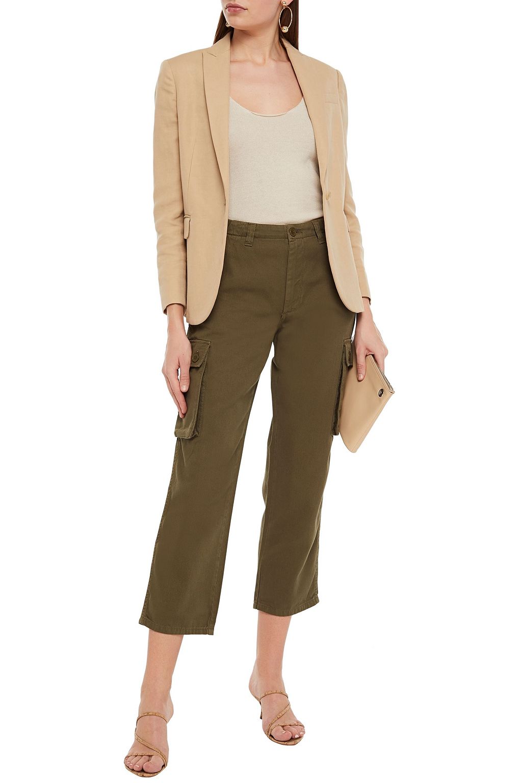 MAJE Cropped cotton-twill straight-leg pants