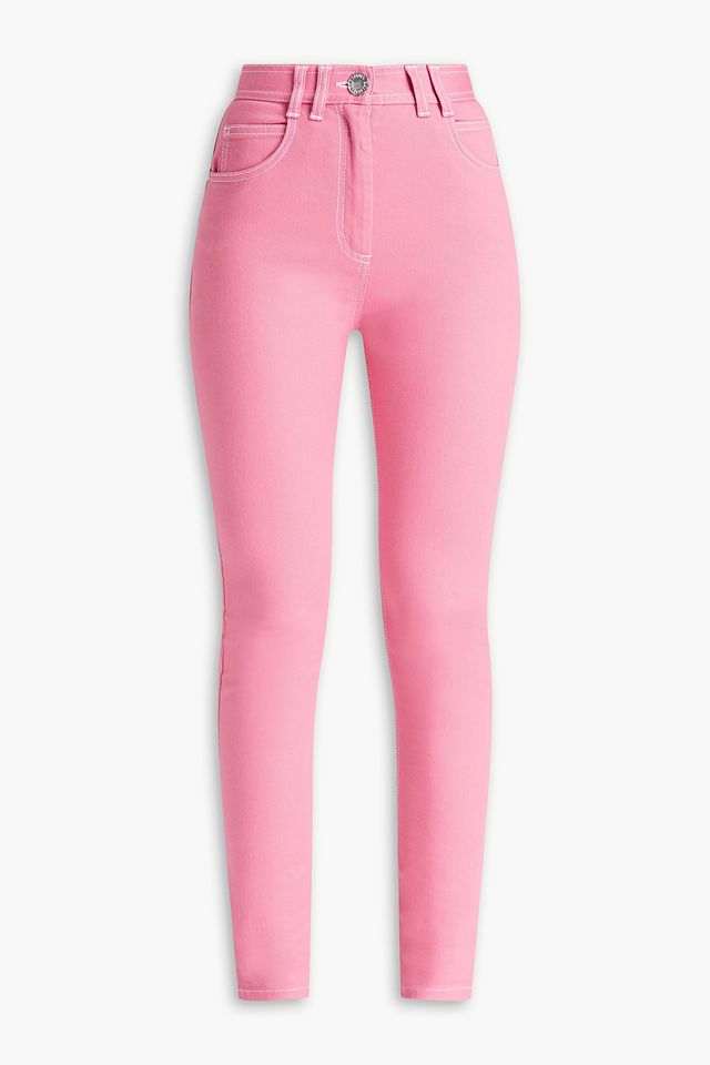 Embroidered high-rise skinny jeans