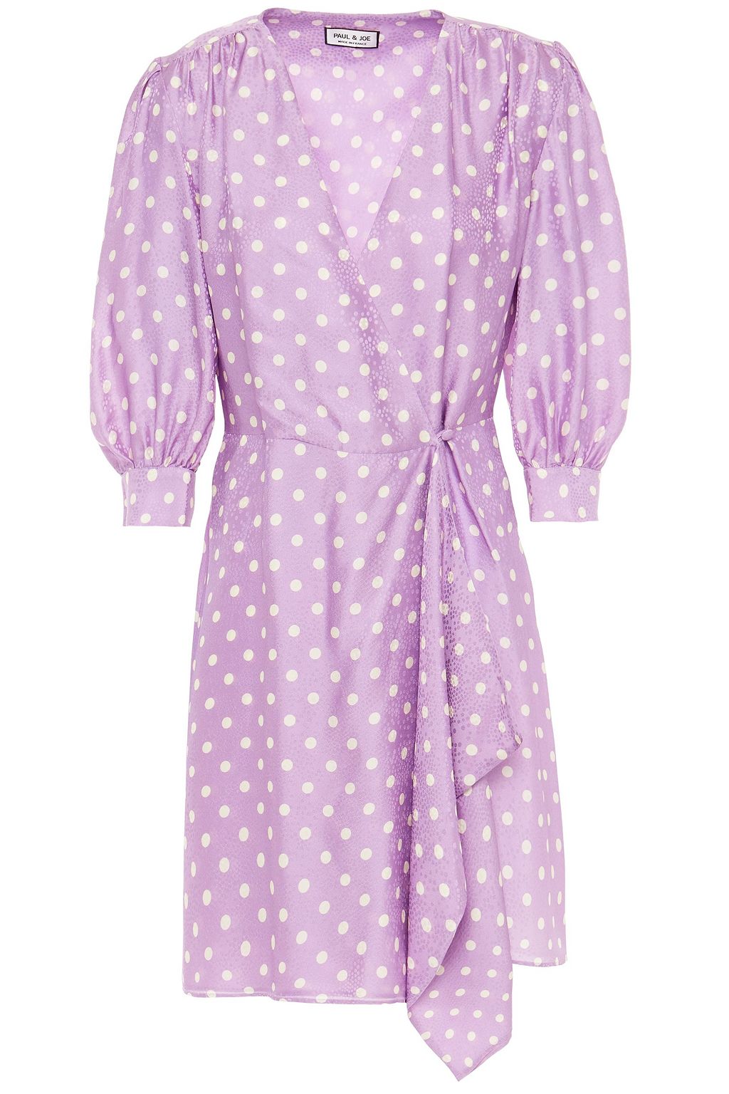 Lilac Wrap-effect polka-dot satin-jacquard mini dress | Sale up to 70% off  | THE OUTNET | PAUL \u0026 JOE | THE OUTNET