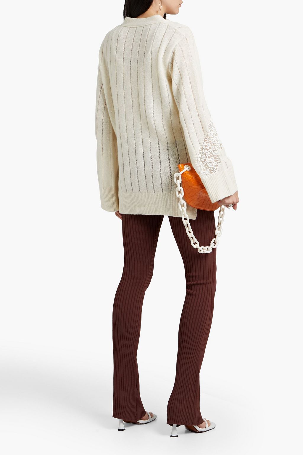 STELLA MCCARTNEY Lace-trimmed cashmere and wool-blend cardigan